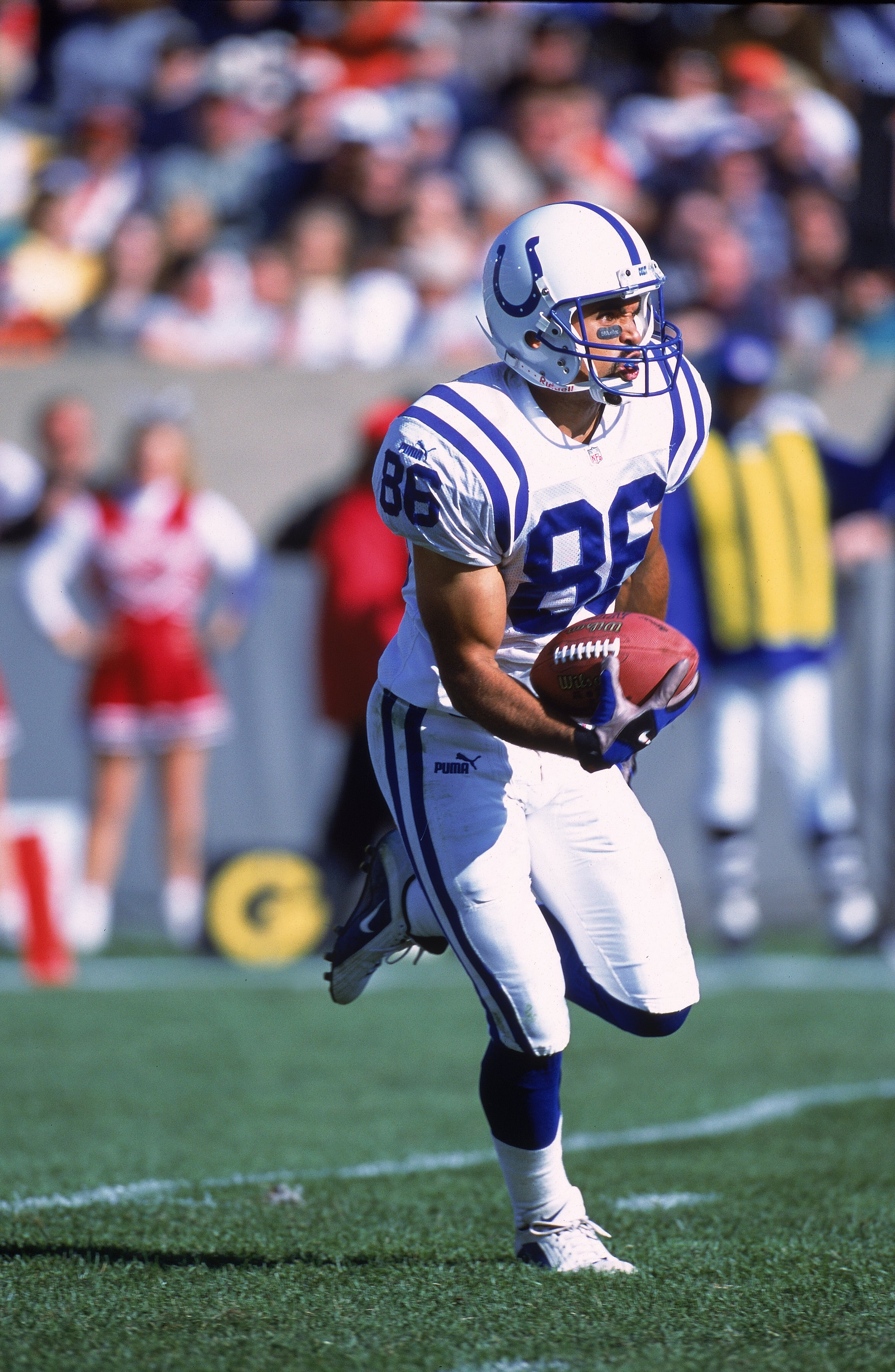 5 Nov 2000:  Jerome Pathon #86 of the Indianapolis Colts moves with the ball during the game against the Chicago Bears at Soldier Field in Chicago, Illinois.  The Bears defeated the Colts 27-24.Mandatory Credit: Jonathan Daniel  /Allsport