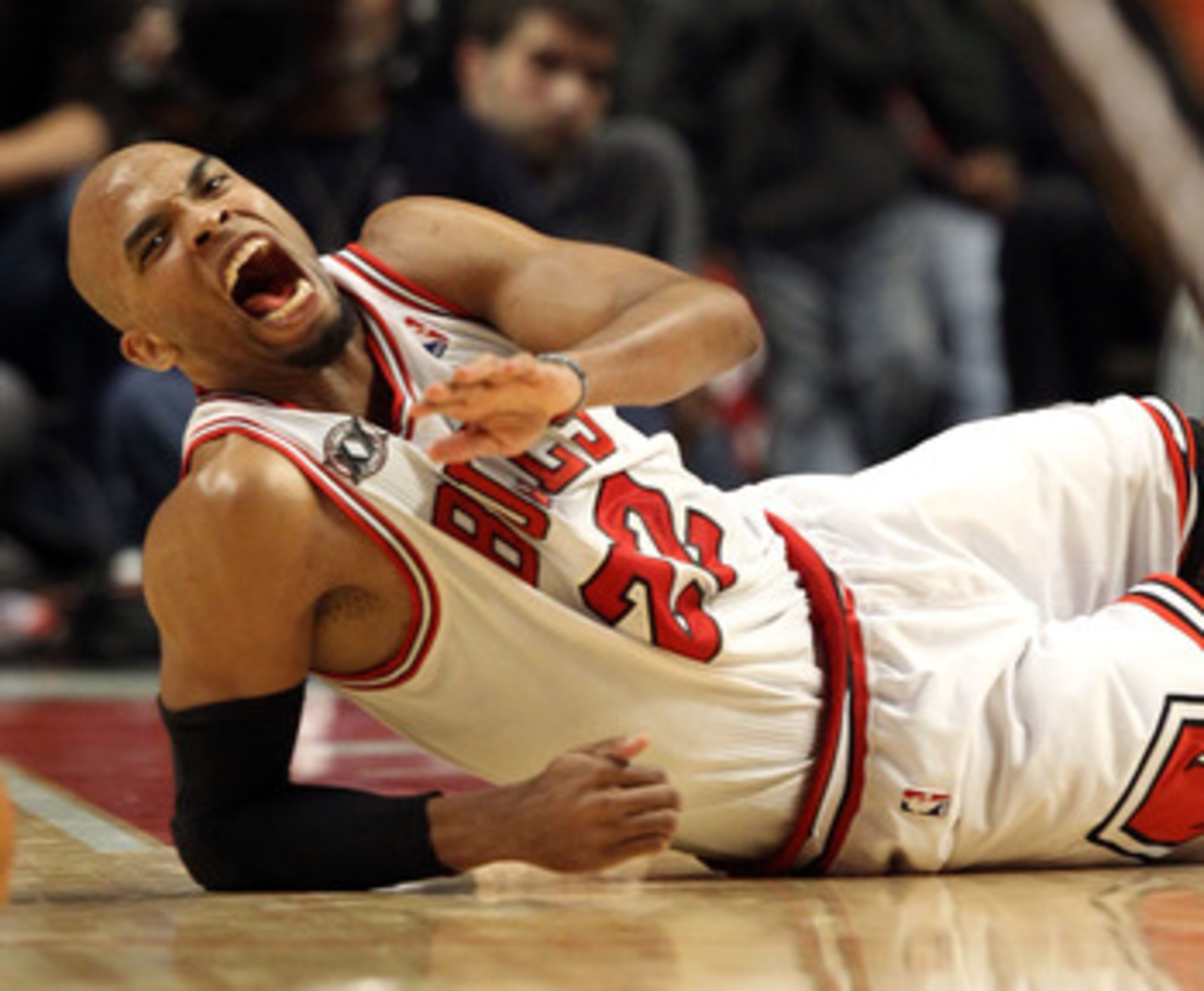 CHICAGO, IL - MAY 26:  Taj Gibson #22 of the Chicago Bulls reacts against the Miami Heat in Game Five of the Eastern Conference Finals during the 2011 NBA Playoffs on May 26, 2011 at the United Center in Chicago, Illinois. NOTE TO USER: User expressly ack
