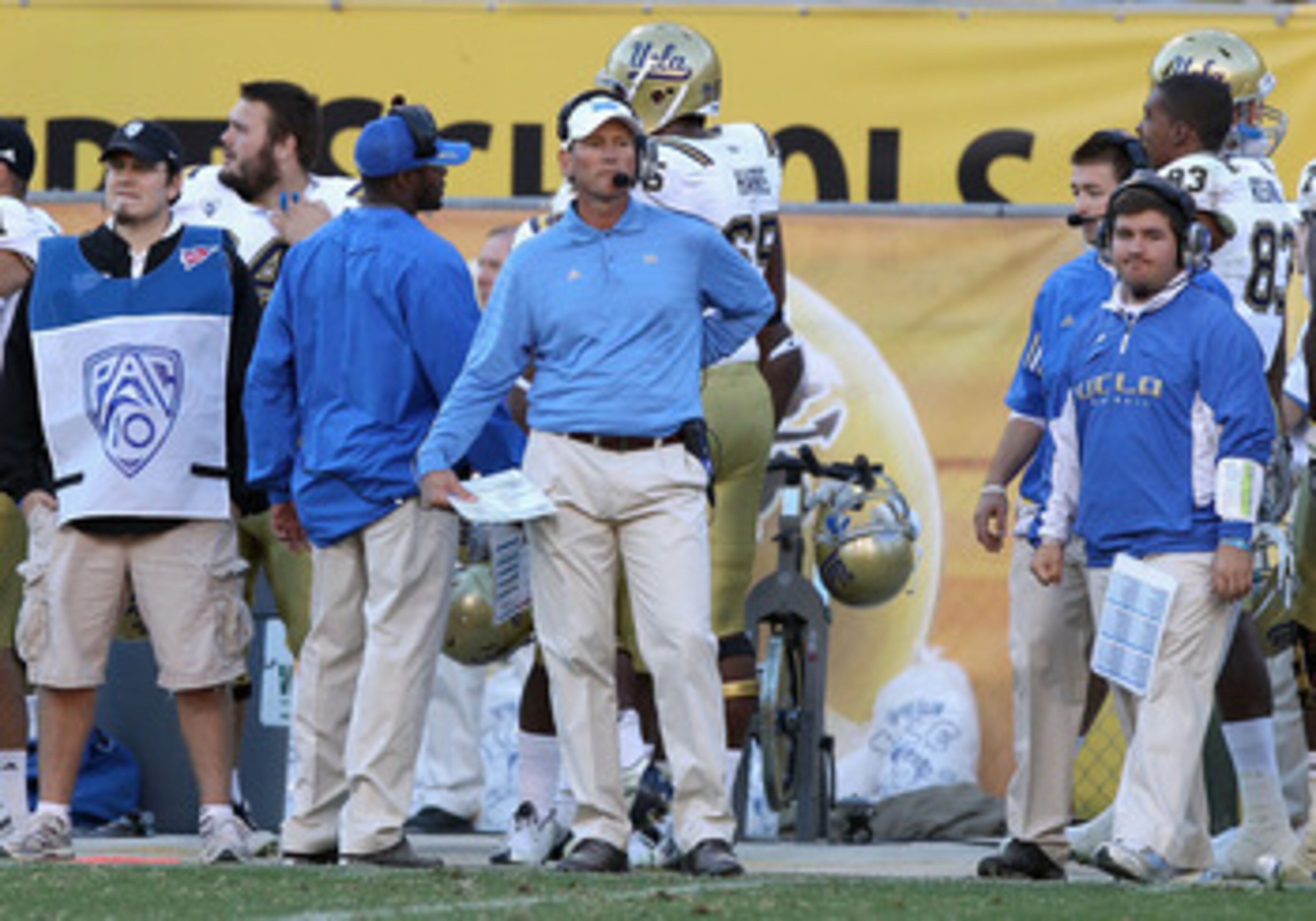 TEMPE, AZ - NOVEMBER 26:  Head coach Rick Neuheisel of the UCLA Bruins during the college football game against the Arizona State Sun Devils at Sun Devil Stadium on November 26, 2010 in Tempe, Arizona.  The Sun Devils defeated the Bruins 55-34.  (Photo by