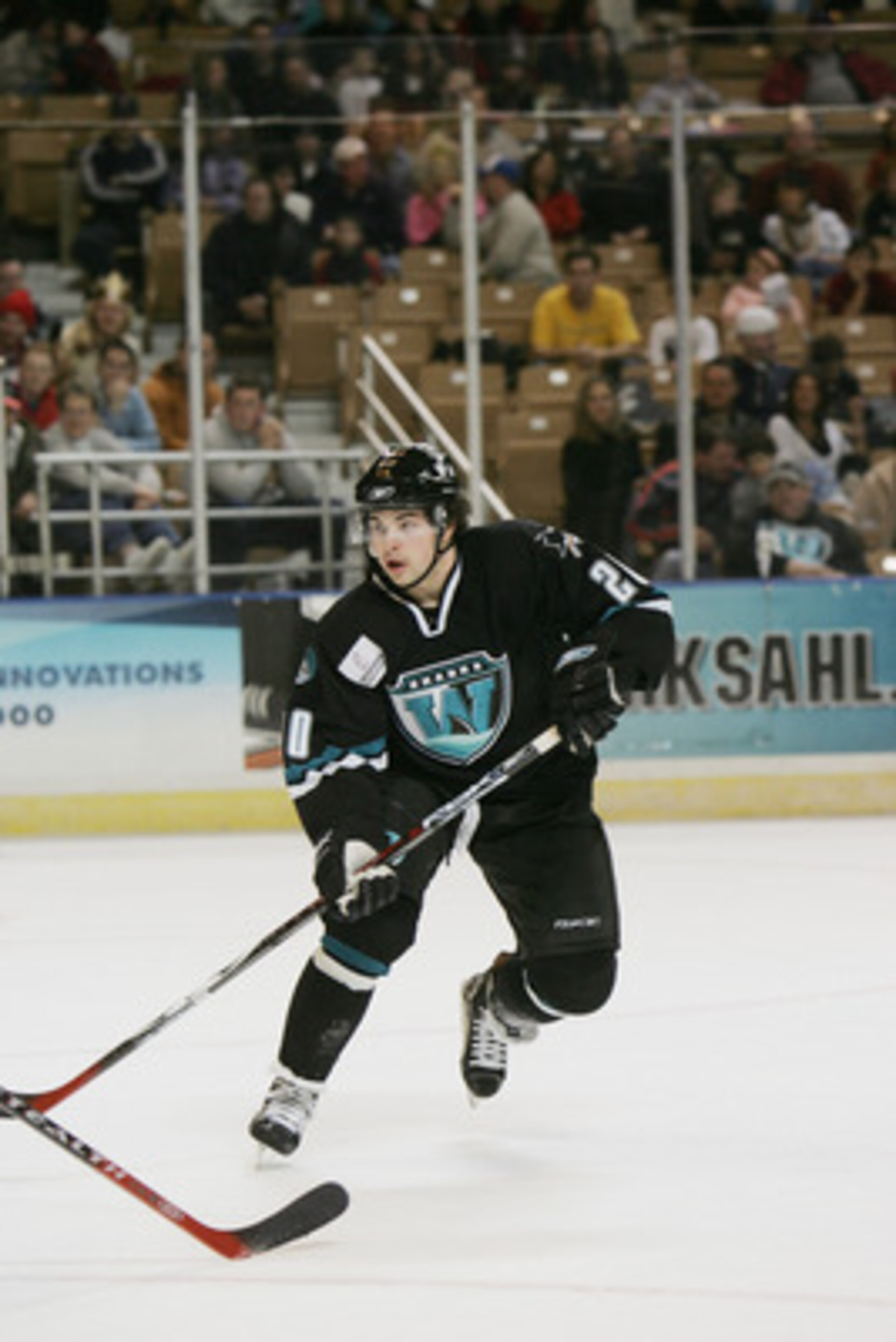WORCESTER, MA - JANUARY 19: Riley Armstrong #20 of the Worcester Sharks skates against the Lowell Devils on January 19, 2007 at the DCU Center in Worcester, Massachussets. The Devils won 3-1. (Photo by Bruce Bennett/Getty Images) WORCESTER, MA - JANUARY 19: Riley Armstrong #20 of the Worcester Sharks skates against the Lowell Devils on January 19, 2007 at the DCU Center in Worcester, Massachussets. The Devils won 3-1. (Photo by Bruce Bennett/Getty Images)