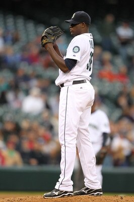 SEATTLE - MAY 04:  Starting pitcher Michael Pineda #36 of the Seattle Mariners looks in for the sign against the Texas Rangers at Safeco Field on May 4, 2011 in Seattle, Washington. (Photo by Otto Greule Jr/Getty Images)