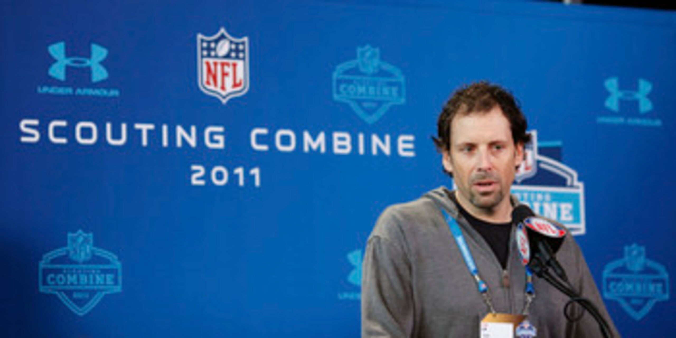INDIANAPOLIS, IN - FEBRUARY 25: Kansas City Chiefs head coach Todd Haley answers questions during a media session at the 2011 NFL Scouting Combine at Lucas Oil Stadium on February 25, 2011 in Indianapolis, Indiana. (Photo by Joe Robbins/Getty Images)