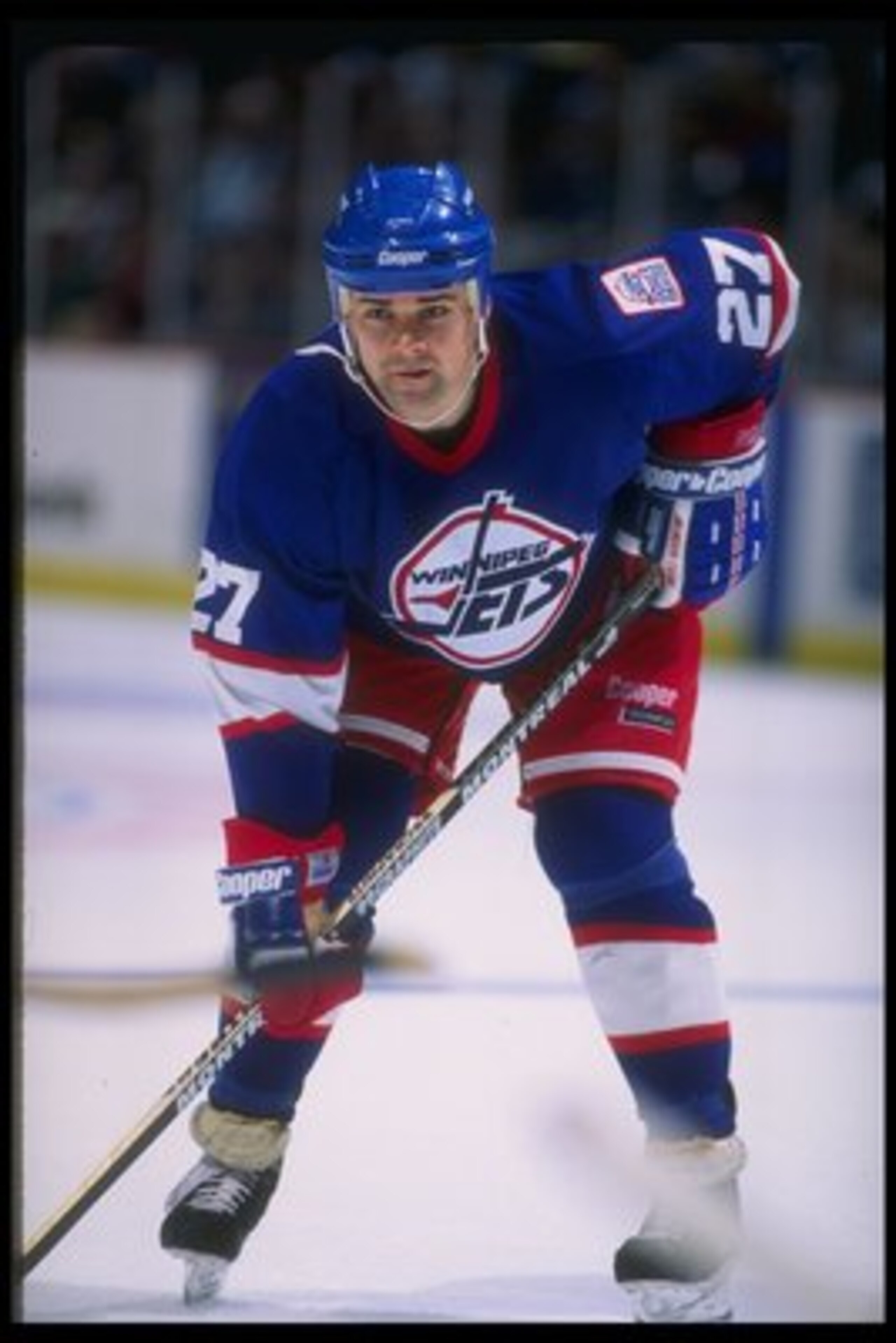27 Jan 1995:  Defenseman Teppo Numminen of the Winnipeg Jets looks on during a game against the Anaheim Mighty Ducks at Arrowhead Pond in Anaheim, California.  The Ducks won the game, 3-2. Mandatory Credit: Al Bello  /Allsport