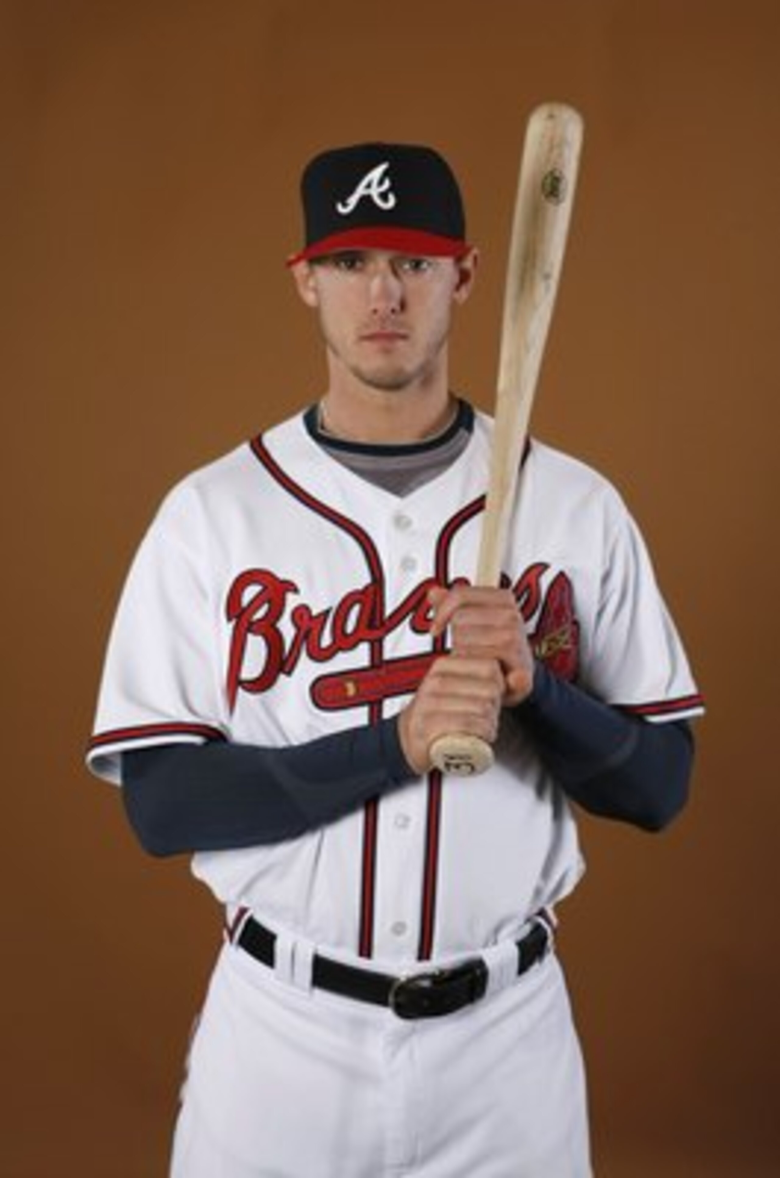KISSIMMEE, FL - FEBRUARY 26:  Jordan Schafer #2 of the Atlanta Braves poses during photo day at Champions Stadium on February 26, 2010 in Kissimmee, Florida.  (Photo by Gregory Shamus/Getty Images)