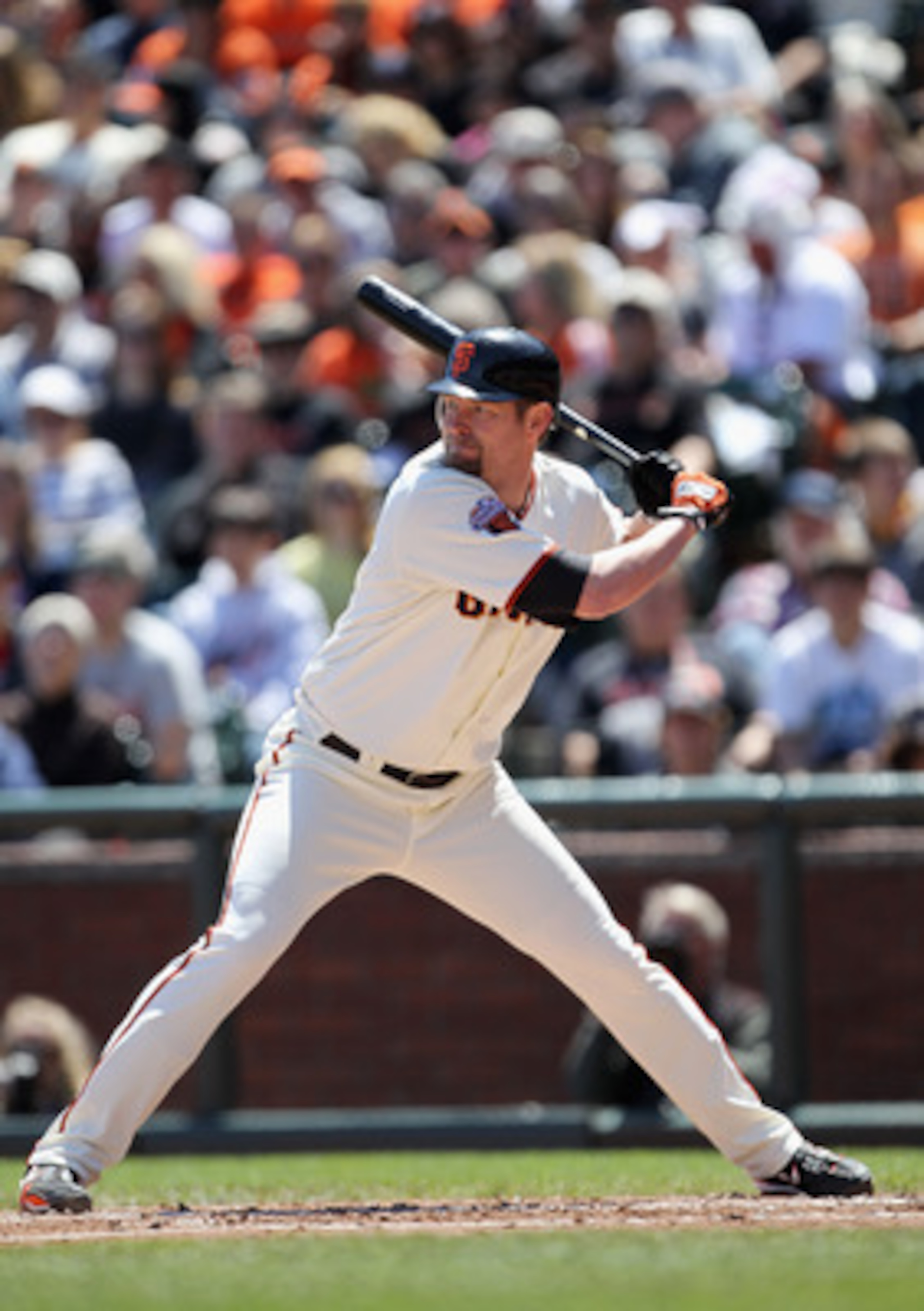 SAN FRANCISCO, CA - APRIL 24: Aubrey Huff #17 of the San Francisco Giants in action against the Atlanta Braves at AT&T Park on April 24, 2011 in San Francisco, California. (Photo by Ezra Shaw/Getty Images) SAN FRANCISCO, CA - APRIL 24: Aubrey Huff #17 of the San Francisco Giants in action against the Atlanta Braves at AT&T Park on April 24, 2011 in San Francisco, California. (Photo by Ezra Shaw/Getty Images)