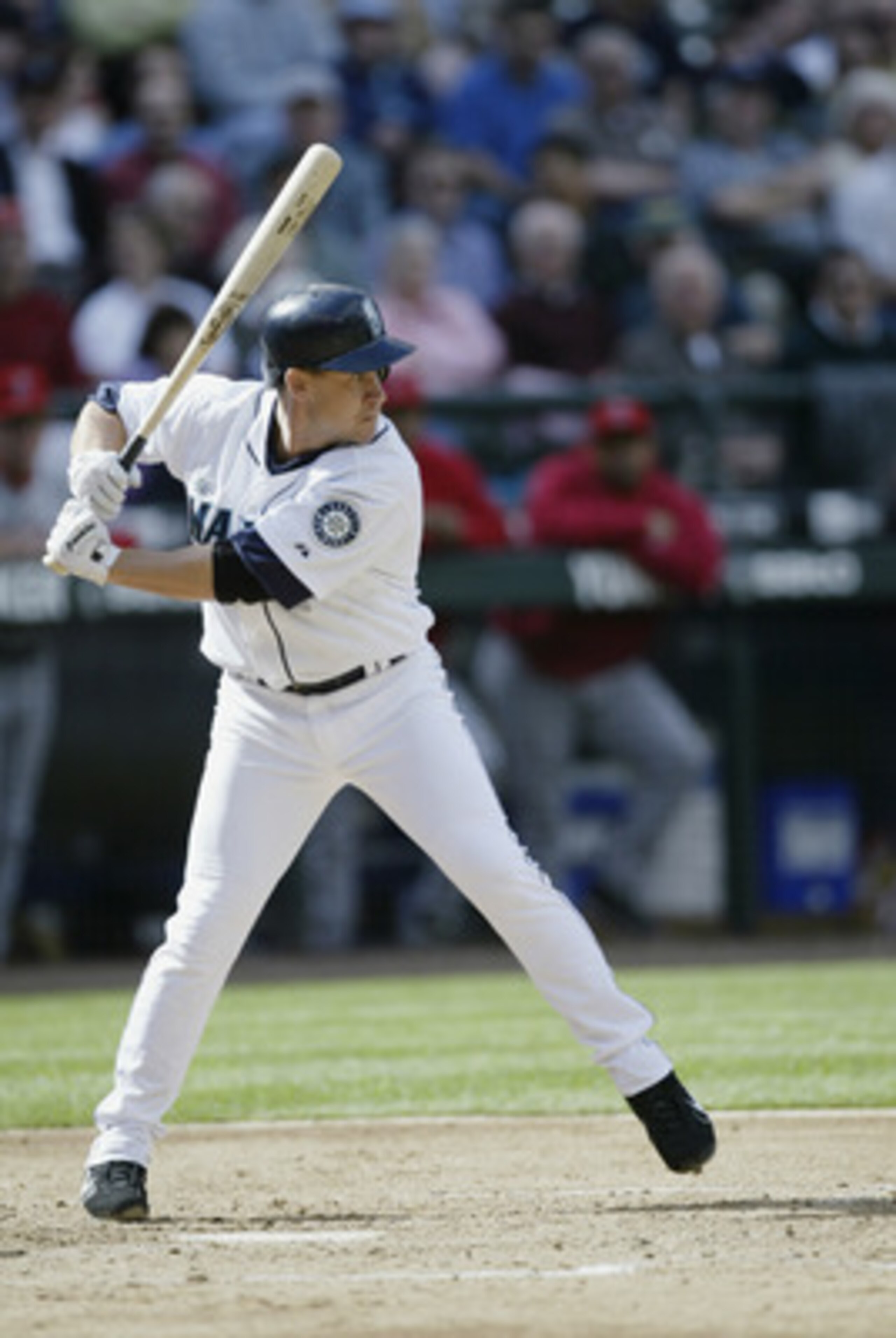 SEATTLE - MAY 4:  Bret Boone #29 of the Seattle Mariners bats against the Los Angeles Angels of Anaheim during the game on May 4, 2005 at Safeco Field in Seattle, Washington.  (Photo by Otto Greule Jr/Getty Images)