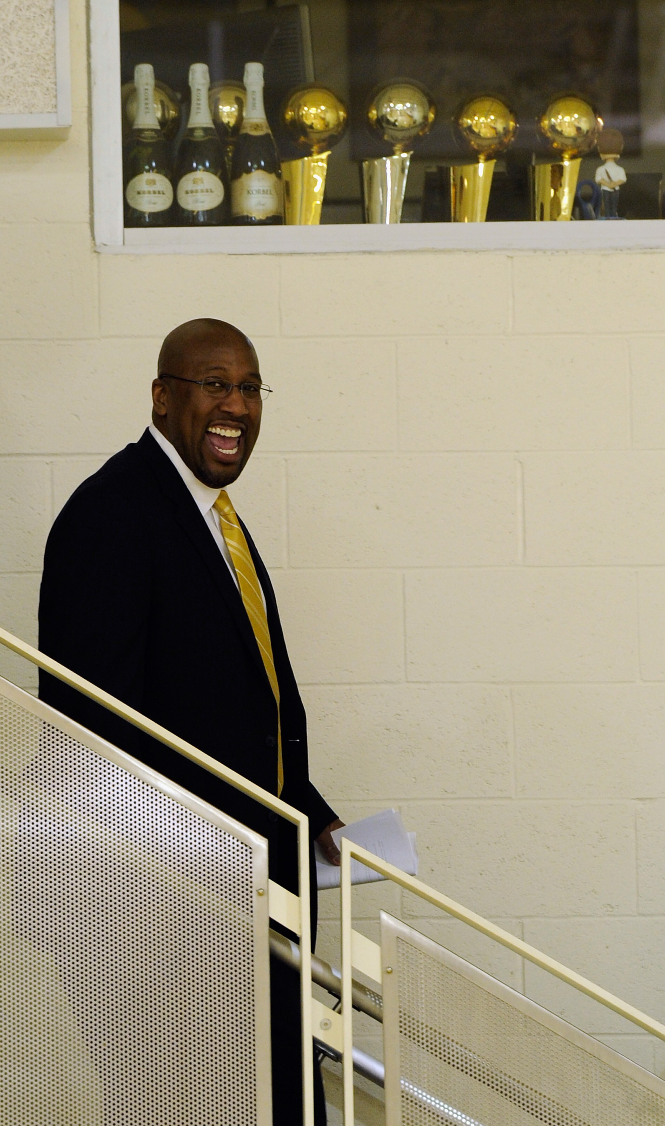 EL SEGUNDO, CA - MAY 31:  Mike Brown, the new head coach for the Los Angeles Lakers, speaks during his introductory news conference at the team's training facility on May 31, 2011 in El Segundo, California. Brown replaces Lakers coach Phil Jackson, who re