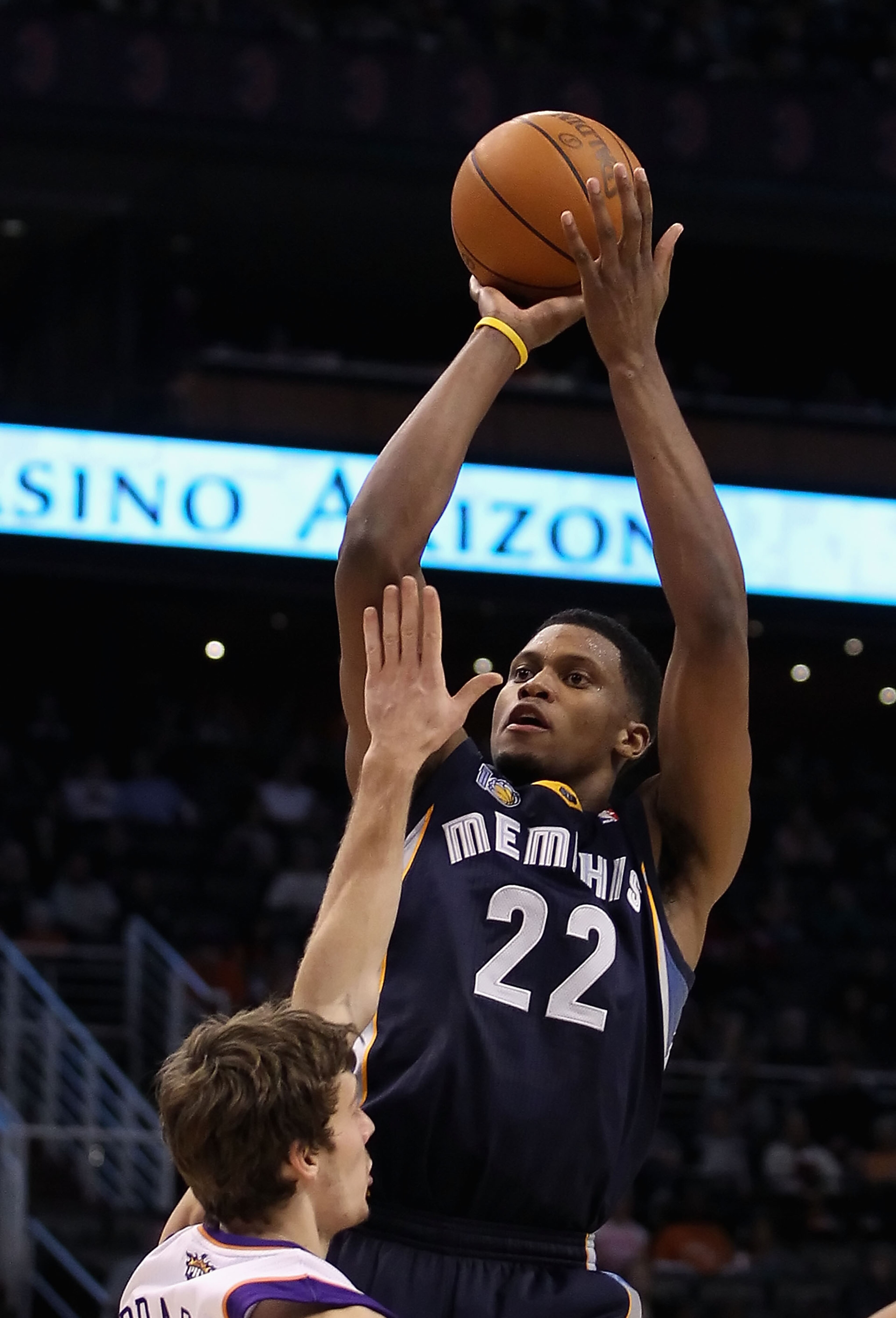 PHOENIX - DECEMBER 08: Rudy Gay #22 of the Memphis Grizzlies puts up a shot against the Phoenix Suns during the NBA game at US Airways Center on December 8, 2010 in Phoenix, Arizona. NOTE TO USER: User expressly acknowledges and agrees that, by downloadi PHOENIX - DECEMBER 08: Rudy Gay #22 of the Memphis Grizzlies puts up a shot against the Phoenix Suns during the NBA game at US Airways Center on December 8, 2010 in Phoenix, Arizona. NOTE TO USER: User expressly acknowledges and agrees that, by downloadi