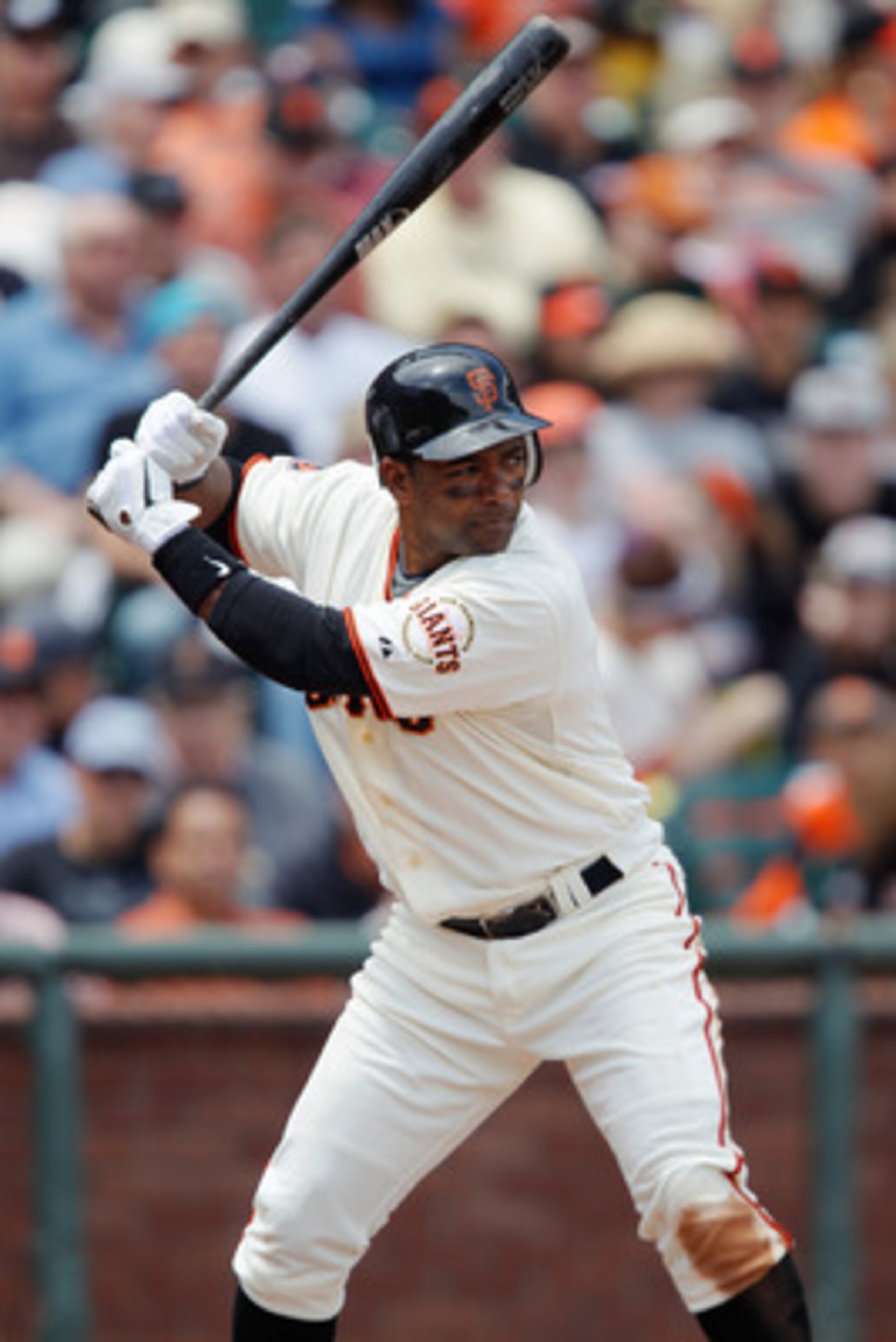 SAN FRANCISCO, CA - MAY 22:  Miguel Tejada of the San Francisco Giants bats against the Oakland A's at AT&T Park on May 22, 2011 in San Francisco, California.  The Giants won 5-4 in 11 innings.  (Photo by Brian Bahr/Getty Images)