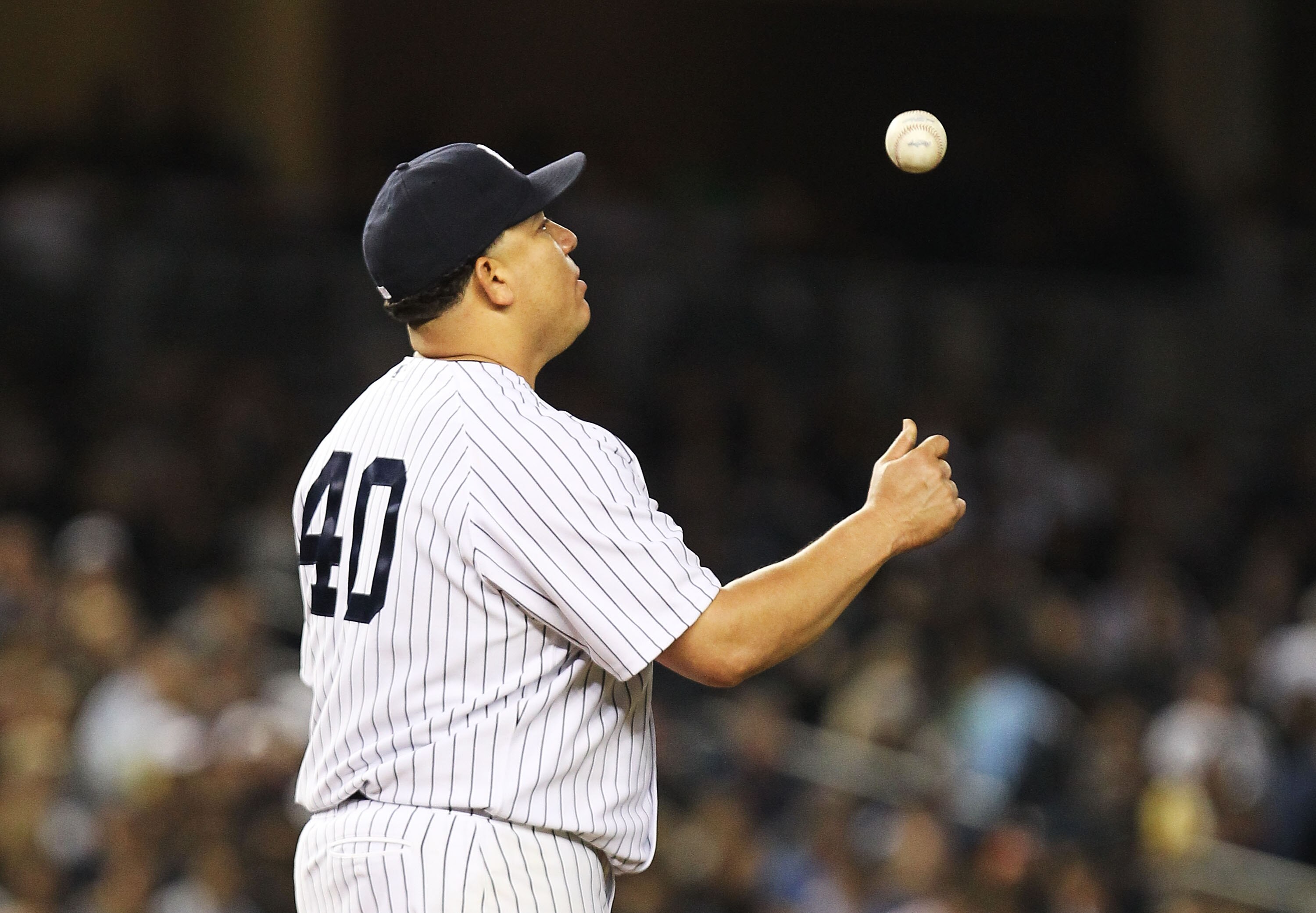NEW YORK, NY - MAY 13:  Bartolo Colon #40 of the New York Yankees reacts after giving up two runs by the Boston red Sox during their game on May 13, 2011 at Yankee Stadium in the Bronx borough of New York City.  (Photo by Al Bello/Getty Images)