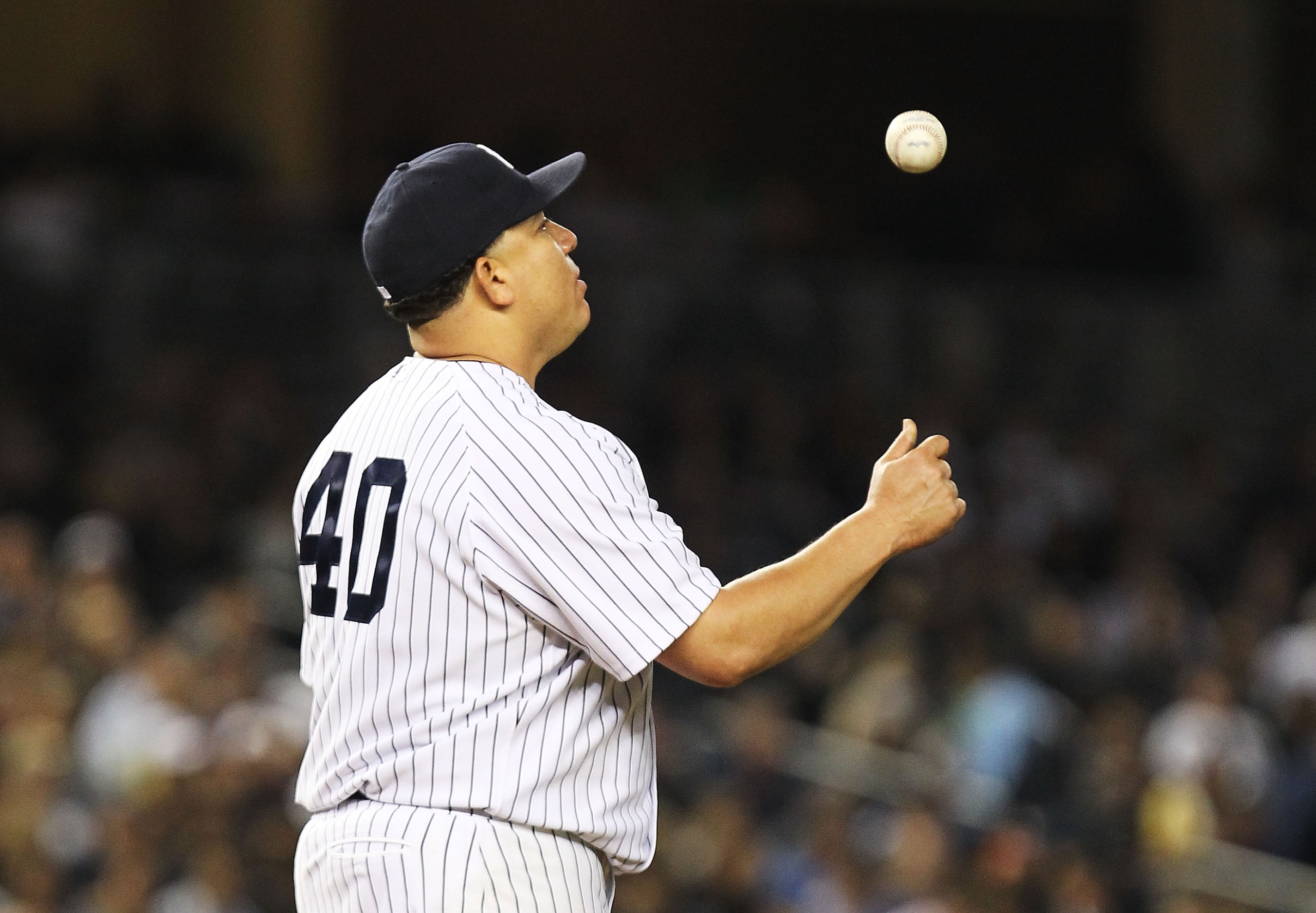 NEW YORK, NY - MAY 13:  Bartolo Colon #40 of the New York Yankees reacts after giving up two runs by the Boston red Sox during their game on May 13, 2011 at Yankee Stadium in the Bronx borough of New York City.  (Photo by Al Bello/Getty Images)
