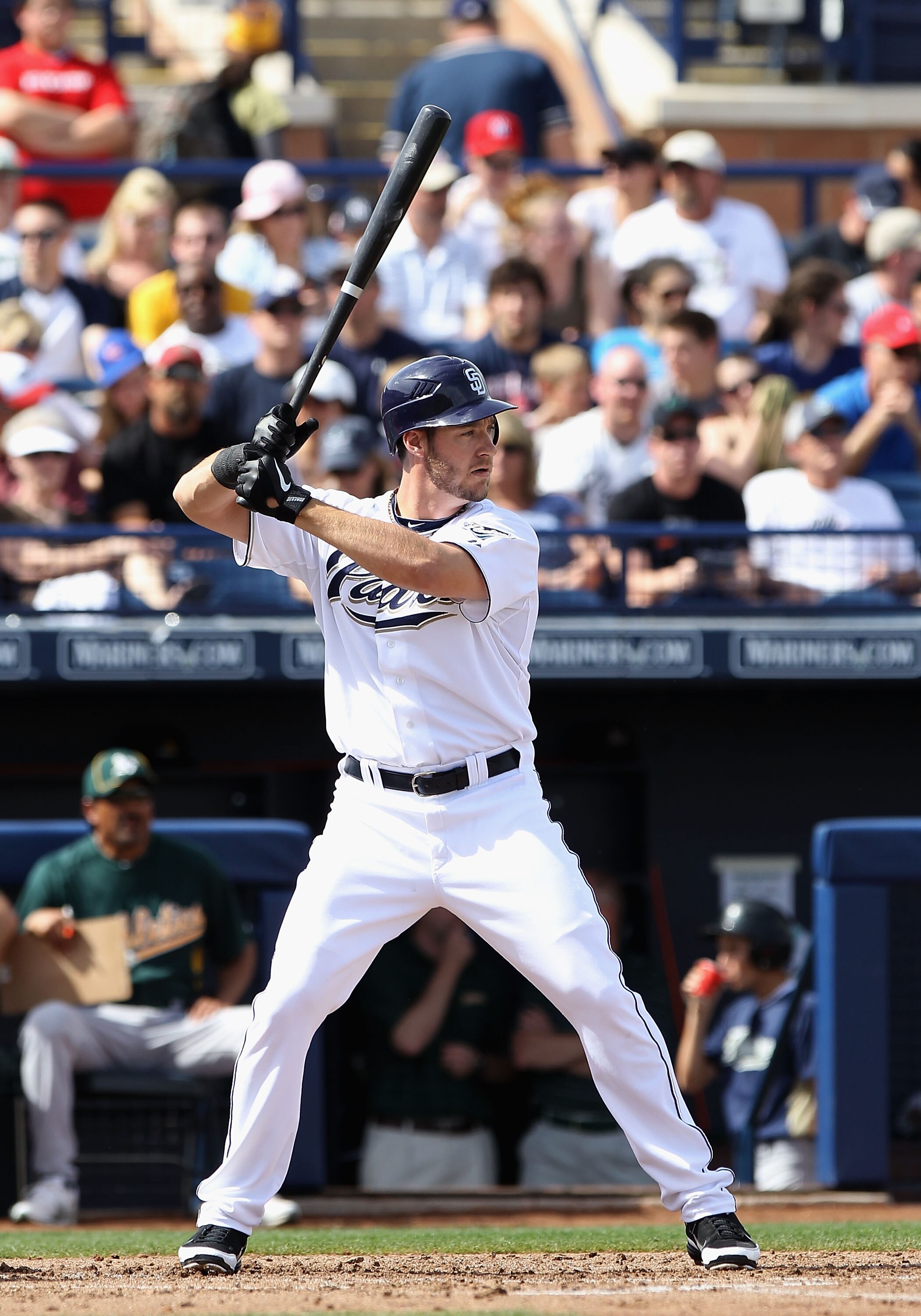 PEORIA, AZ - MARCH 06:  Ryan Ludwick #47 of the San Diego Padres bats against the Oakland Athletics during the spring training game at Peoria Stadium on March 6, 2011 in Peoria, Arizona.  (Photo by Christian Petersen/Getty Images)