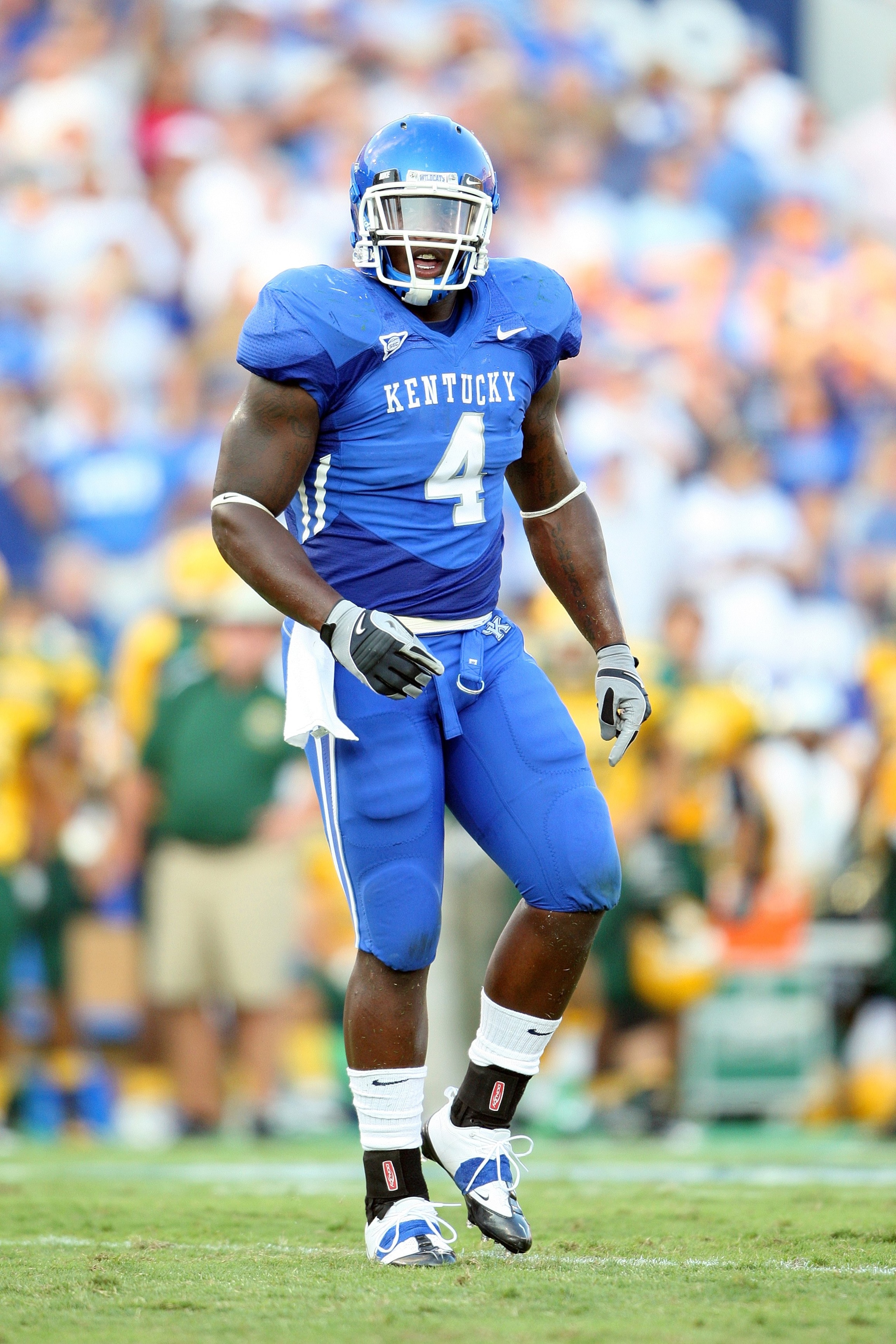 LEXINGTON, KY - SEPTEMBER 06:  Micah Johnson #4 of the Kentucky Wildcats looks on during the game against the Norfolk State Spartans at Commonwealth Stadium on September 6, 2008 in Lexington, Kentucky.  The Wildcats defeated the Spartans 38-3.  (Photo by