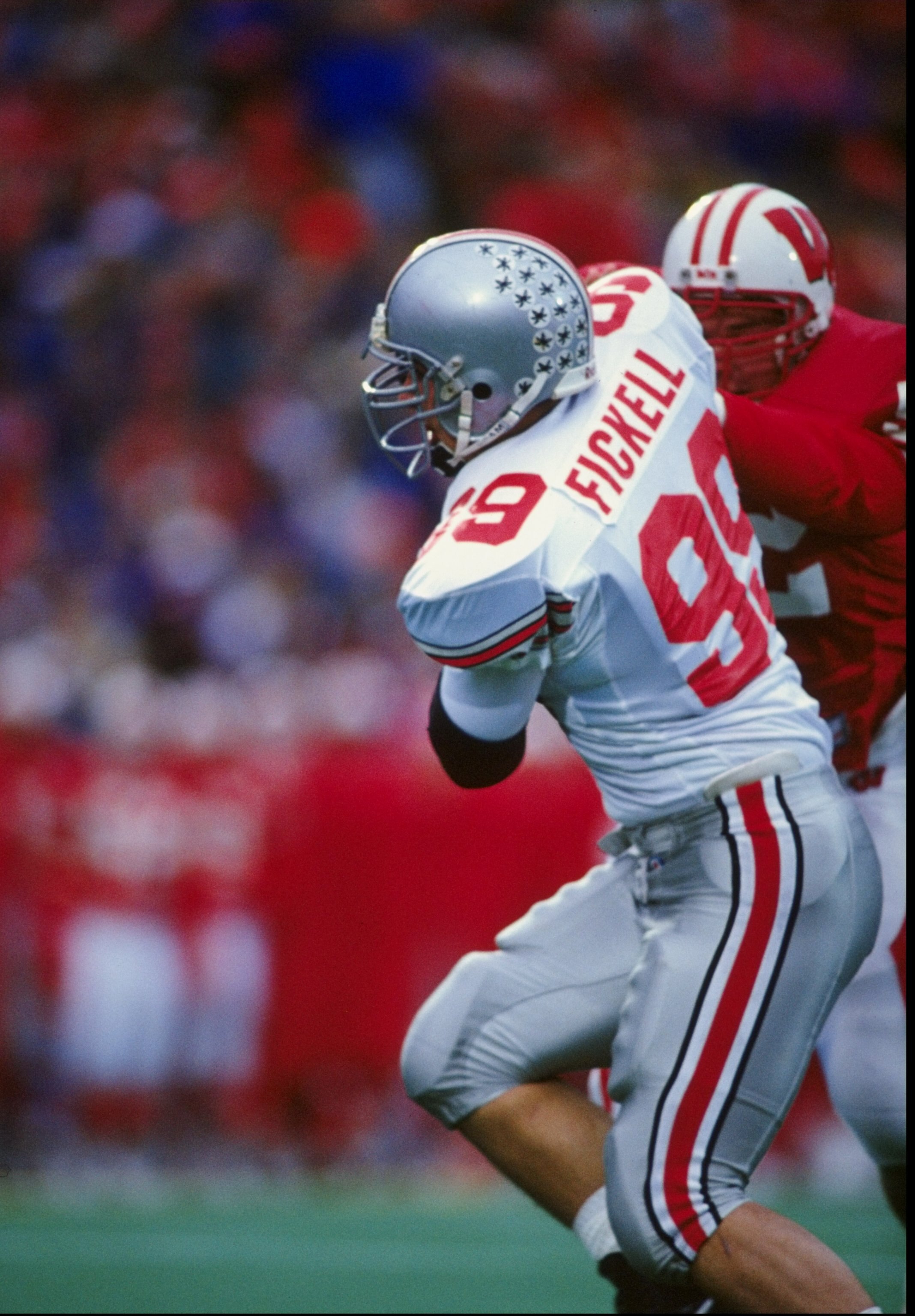 6 Nov 1993: Luke Fickell of the Ohio State Buckeyes in action against the Wisconsin Badgers during a game at Camp Randall Stadium in Madison, Wisconsin.