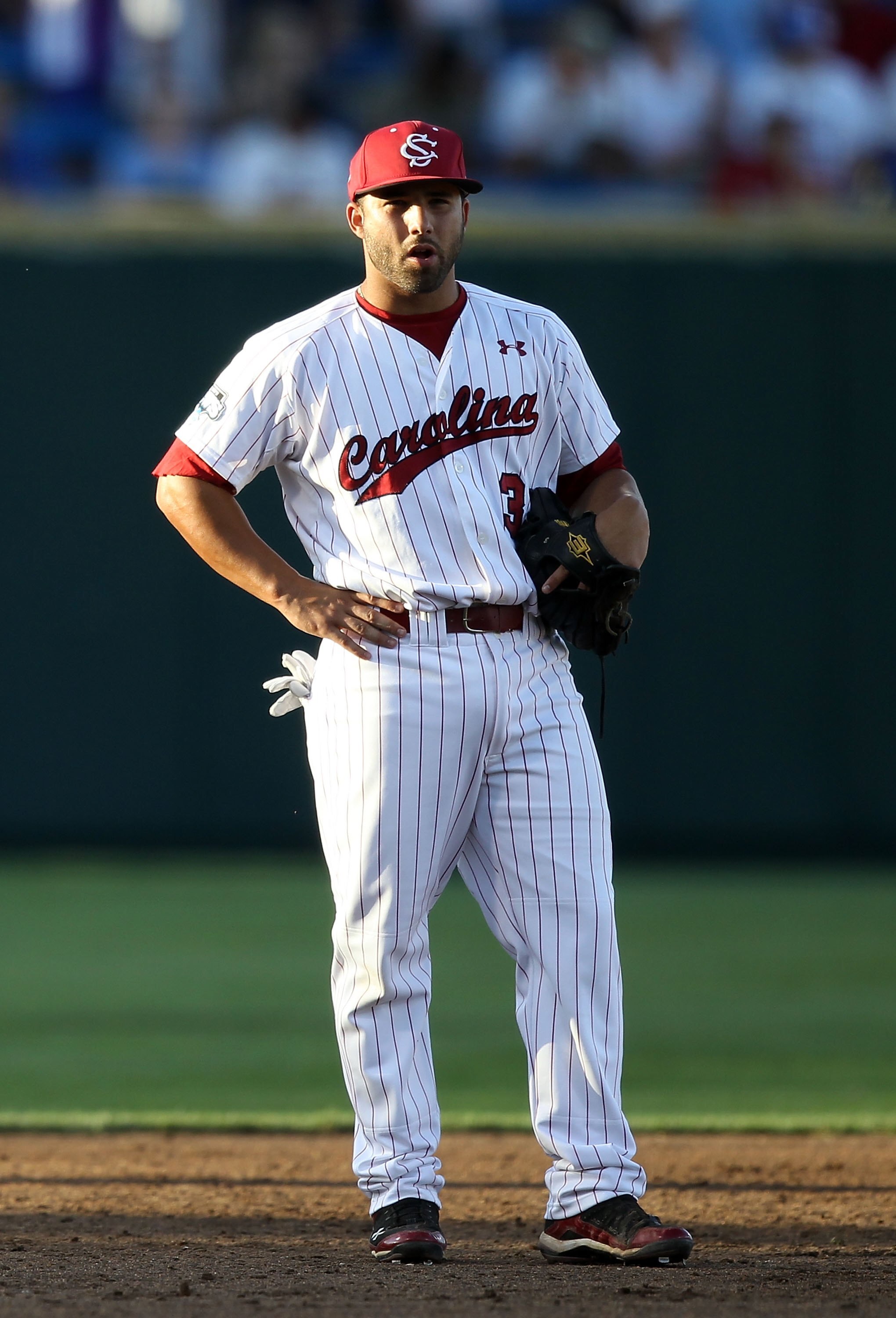 OMAHA, NE - JUNE 29:  Infielder Adrian Morales #3 of the South Carolina Gamecocks in action during game 2 of the men's 2010 NCAA College Baseball World Series against the UCLA Bruins at Rosenblatt Stadium on June 29, 2010 in Omaha, Nebraska. The Gamecocks