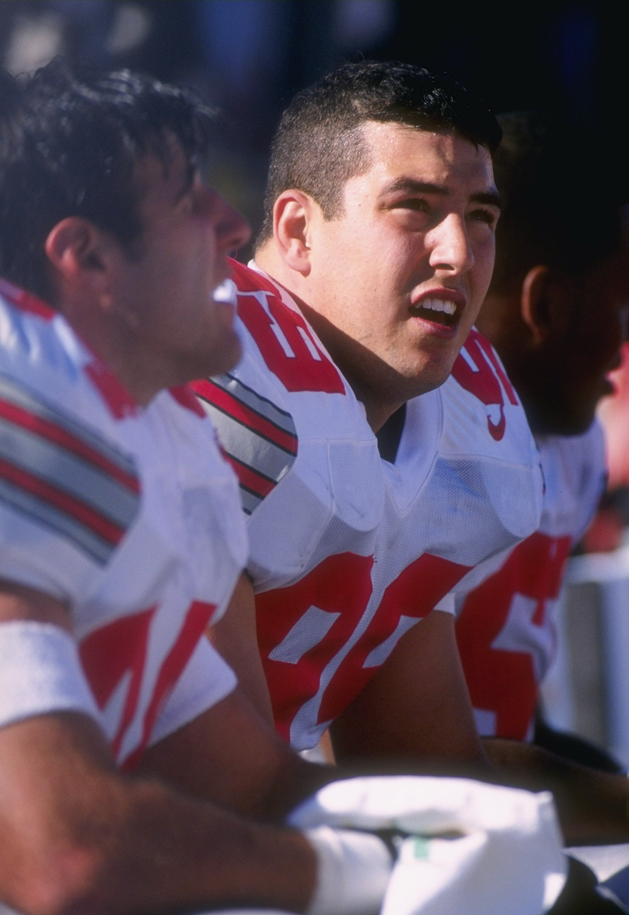 19 Oct 1996: Defensive tackle Luke Fickell of the Ohio State Buckeyes on the bench during a game against the Purdue Boilermakers at Ross-Ade Stadium in West Lafayette, Indiana. Ohio State won the game, 42-14.