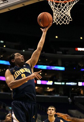 LOS ANGELES, CA - MARCH 10:  Jorge Gutierrez #2 of the California Golden Bears lays the ball up in the first half against the USC Trojans in the quarterfinals of the 2011 Pacific Life Pac-10 Men's Basketball Tournament at Staples Center on March 10, 2011 