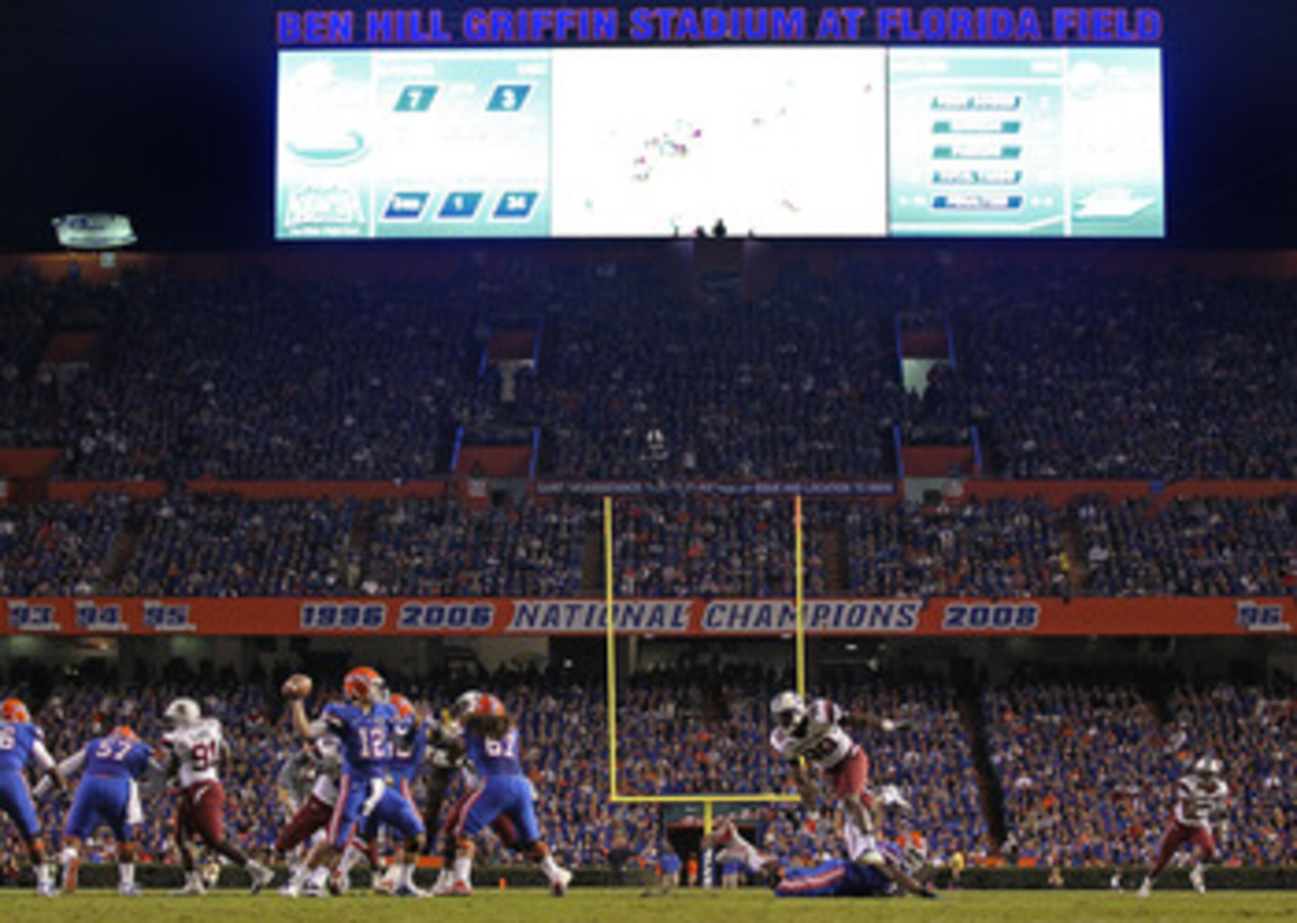 GAINESVILLE, FL - NOVEMBER 13: John Brantley #12 of the Florida Gators passes during a game against the South Carolina Gamecocks at Ben Hill Griffin Stadium on November 13, 2010 in Gainesville, Florida.  (Photo by Mike Ehrmann/Getty Images)