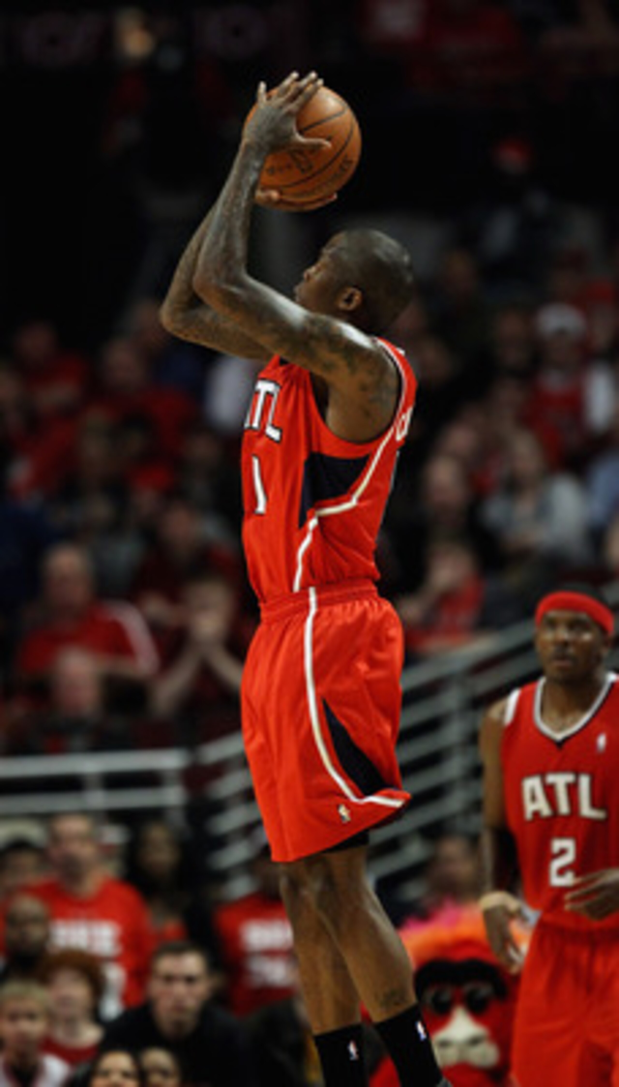 CHICAGO, IL - MAY 02: Jamal Crawford #11 of the Atlanta Hawks puts up a shot against the Chicago Bulls in Game One of the Eastern Conference Semifinals in the 2011 NBA Playoffs at the United Center on May 2, 2011 in Chicago, Illinois. The Hawks defeated t