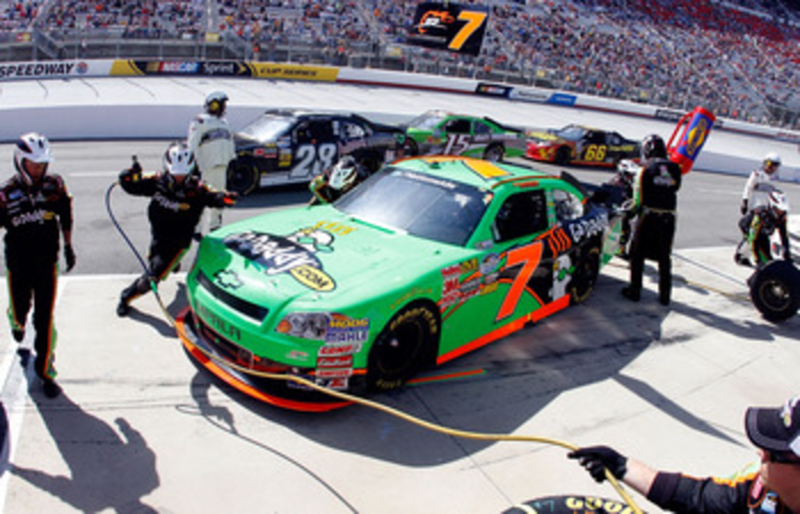 BRISTOL, TN - MARCH 19:  Danica Patrick, pits the #5 GoDaddy.com Chevrolet, during the NASCAR Nationwide Series Scotts EZ Seed 300 at Bristol Motor Speedway on March 19, 2011 in Bristol, Tennessee.  (Photo by Jason Smith/Getty Images for NASCAR)