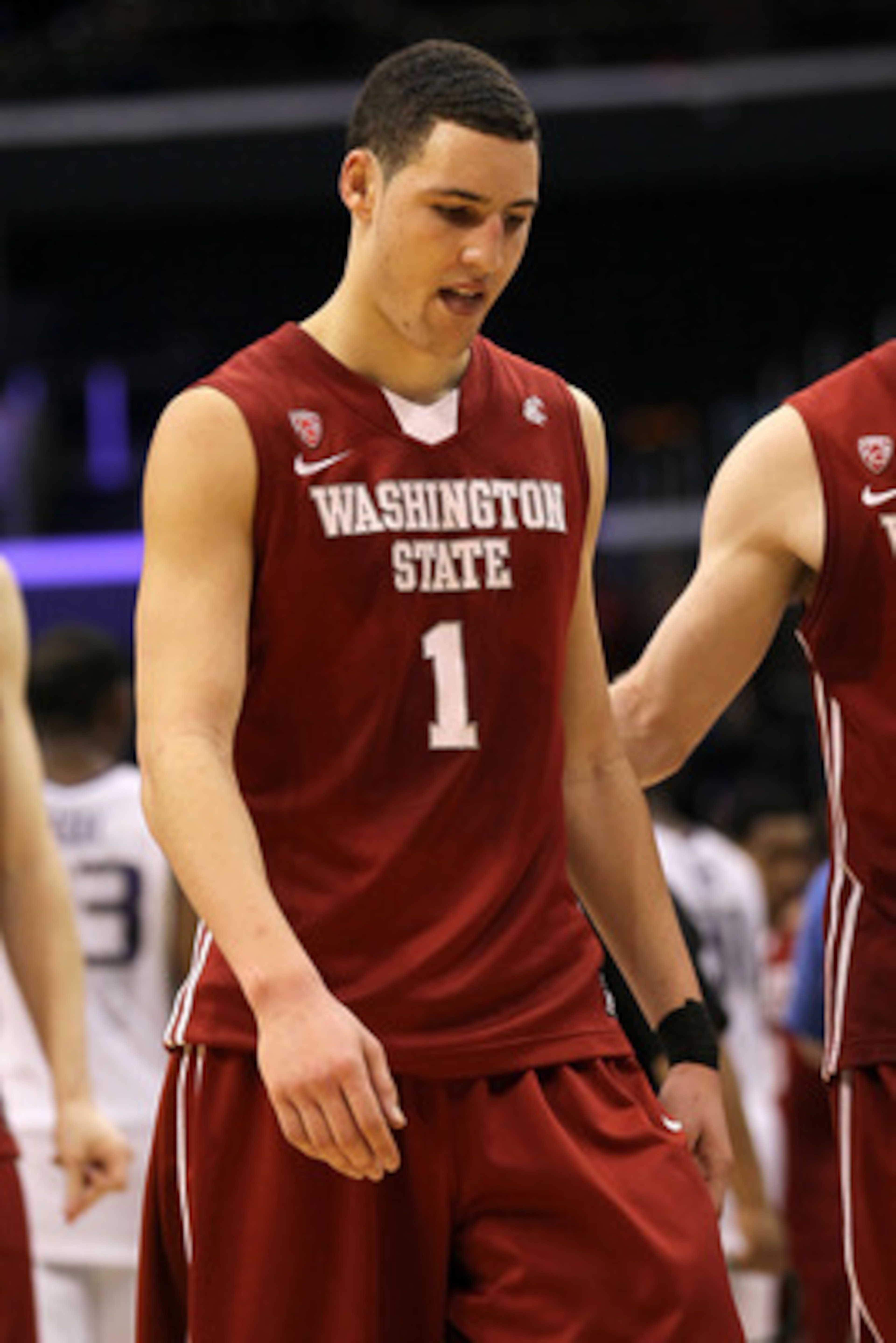 LOS ANGELES, CA - MARCH 10:  Klay Thompson #1 of the Washington State Cougars walks off the court after the Cougars lost to the Washington Huskies 89-87 in the quarterfinals of the 2011 Pacific Life Pac-10 Men's Basketball Tournament at Staples Center on 