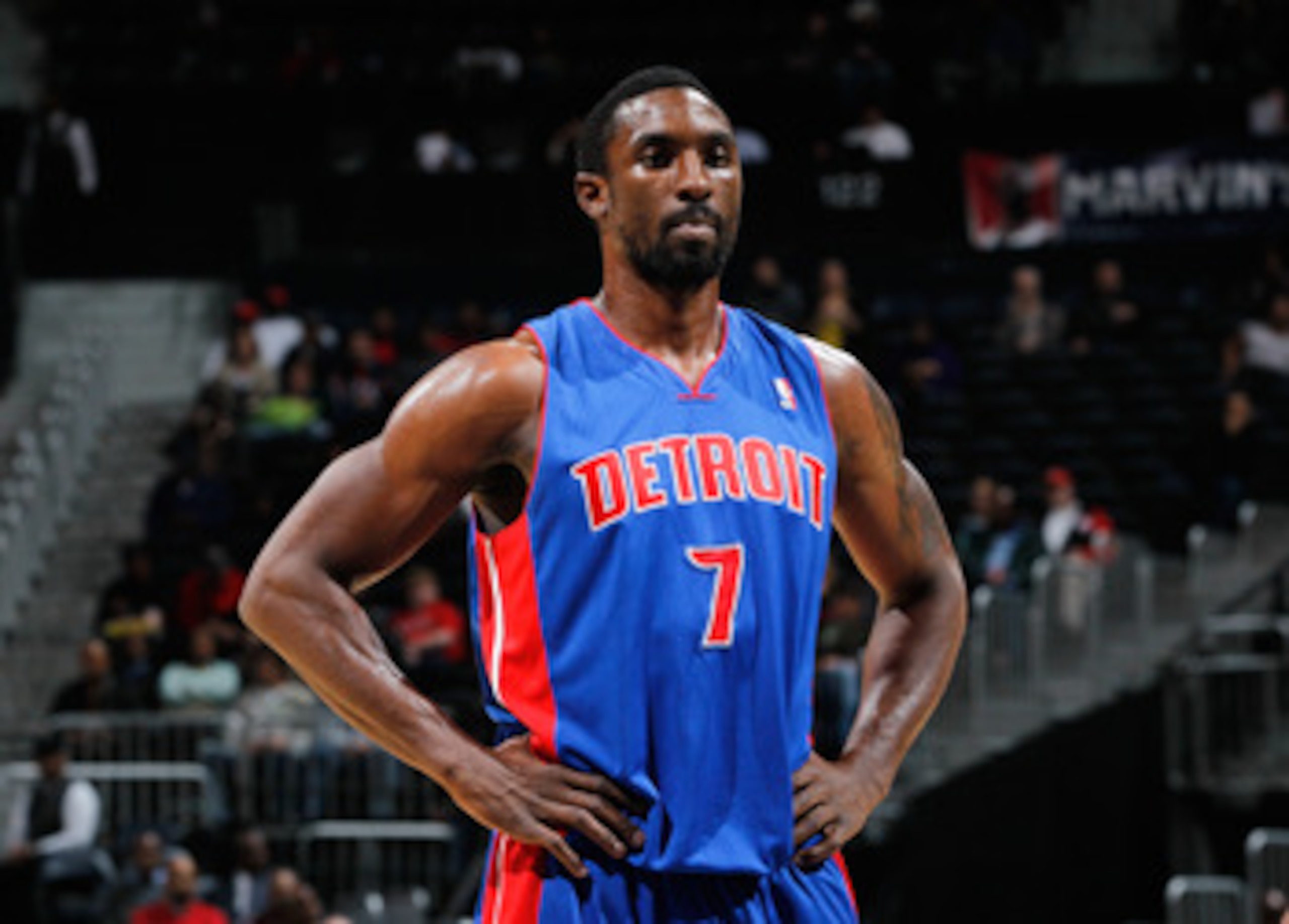 ATLANTA - NOVEMBER 03:  Ben Gordon #7 of the Detroit Pistons against the Atlanta Hawks at Philips Arena on November 3, 2010 in Atlanta, Georgia.  NOTE TO USER: User expressly acknowledges and agrees that, by downloading and/or using this Photograph, User 