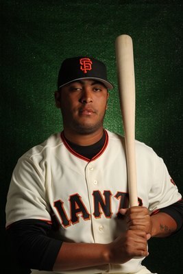 SCOTTSDALE, AZ - FEBRUARY 28:  Hector Sanchez of the San Francisco Giants poses during media photo day on February 28, 2010 at Scottsdale Stadium in Scottsdale, Arizona.  (Photo by Jed Jacobsohn/Getty Images)