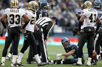 SEATTLE, WA - JANUARY 08:  Brandon Stokley #15 of the Seattle Seahawks talks to an official during their game against the New Orleans Saints at the 2011 NFC wild-card playoff game at Qwest Field on January 8, 2011 in Seattle, Washington.  (Photo by Jonath