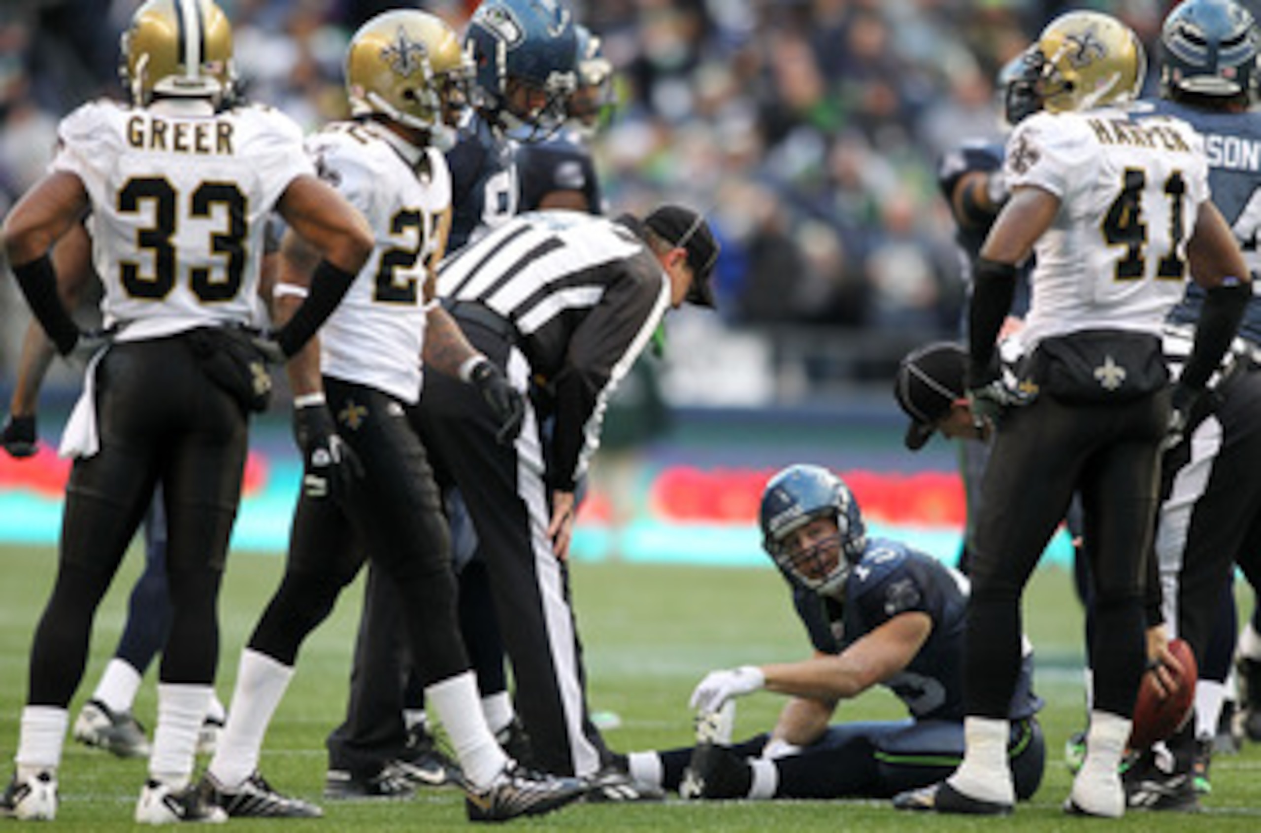 SEATTLE, WA - JANUARY 08: Brandon Stokley #15 of the Seattle Seahawks talks to an official during their game against the New Orleans Saints at the 2011 NFC wild-card playoff game at Qwest Field on January 8, 2011 in Seattle, Washington. (Photo by Jonath SEATTLE, WA - JANUARY 08: Brandon Stokley #15 of the Seattle Seahawks talks to an official during their game against the New Orleans Saints at the 2011 NFC wild-card playoff game at Qwest Field on January 8, 2011 in Seattle, Washington. (Photo by Jonath