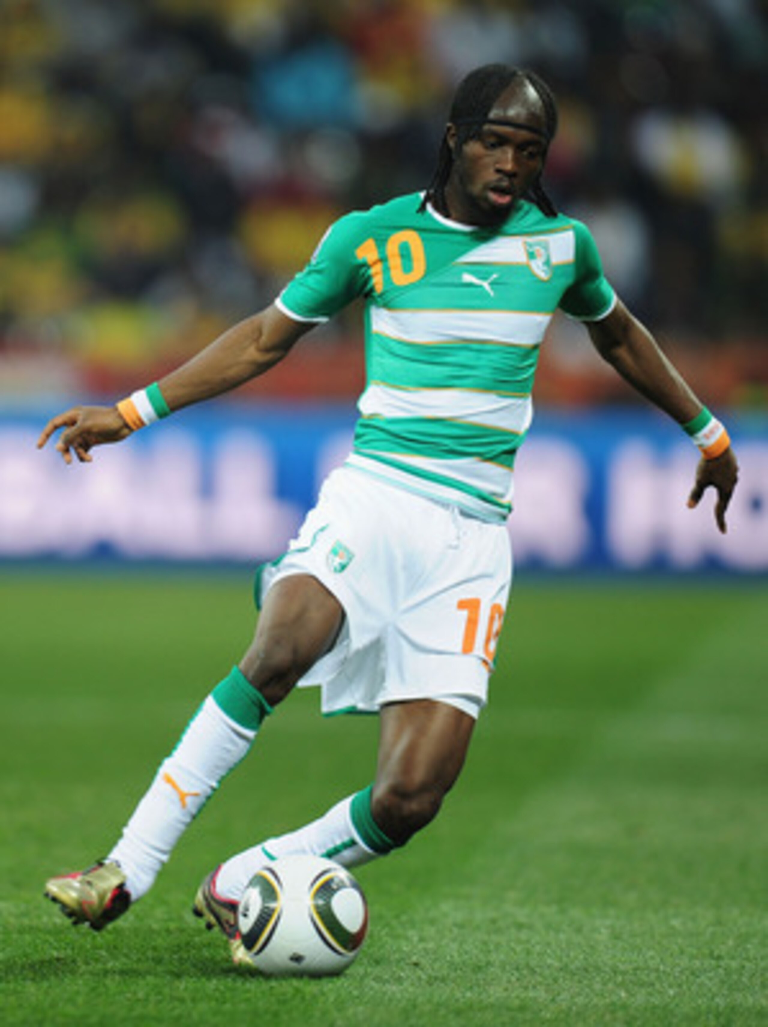 NELSPRUIT, SOUTH AFRICA - JUNE 25:  Gervinho of the Ivory Coast controls the ball during the 2010 FIFA World Cup South Africa Group G match between North Korea and Ivory Coast at the Mbombela Stadium on June 25, 2010 in Nelspruit, South Africa.  (Photo by