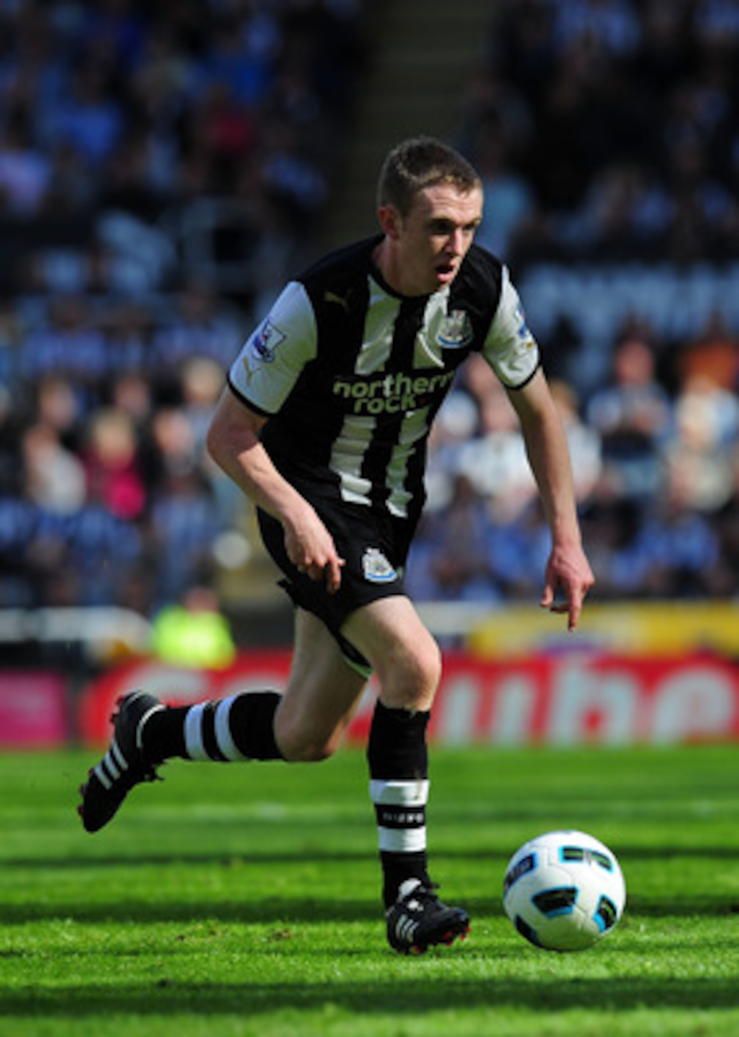 NEWCASTLE UPON TYNE, ENGLAND - MAY 22:  Newcastle player Shane Ferguson in action during the Barclays Premier League game between Newcastle United and West Bromwich Albion at St James' Park on May 22, 2011 in Newcastle upon Tyne, England.  (Photo by Stu F