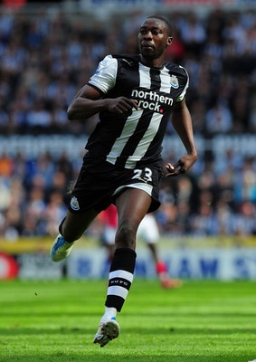 NEWCASTLE UPON TYNE, ENGLAND - MAY 22:  Newcastle player Shola Ameobi in action during the Barclays Premier League game between Newcastle United and West Bromwich Albion at St James' Park on May 22, 2011 in Newcastle upon Tyne, England.  (Photo by Stu For