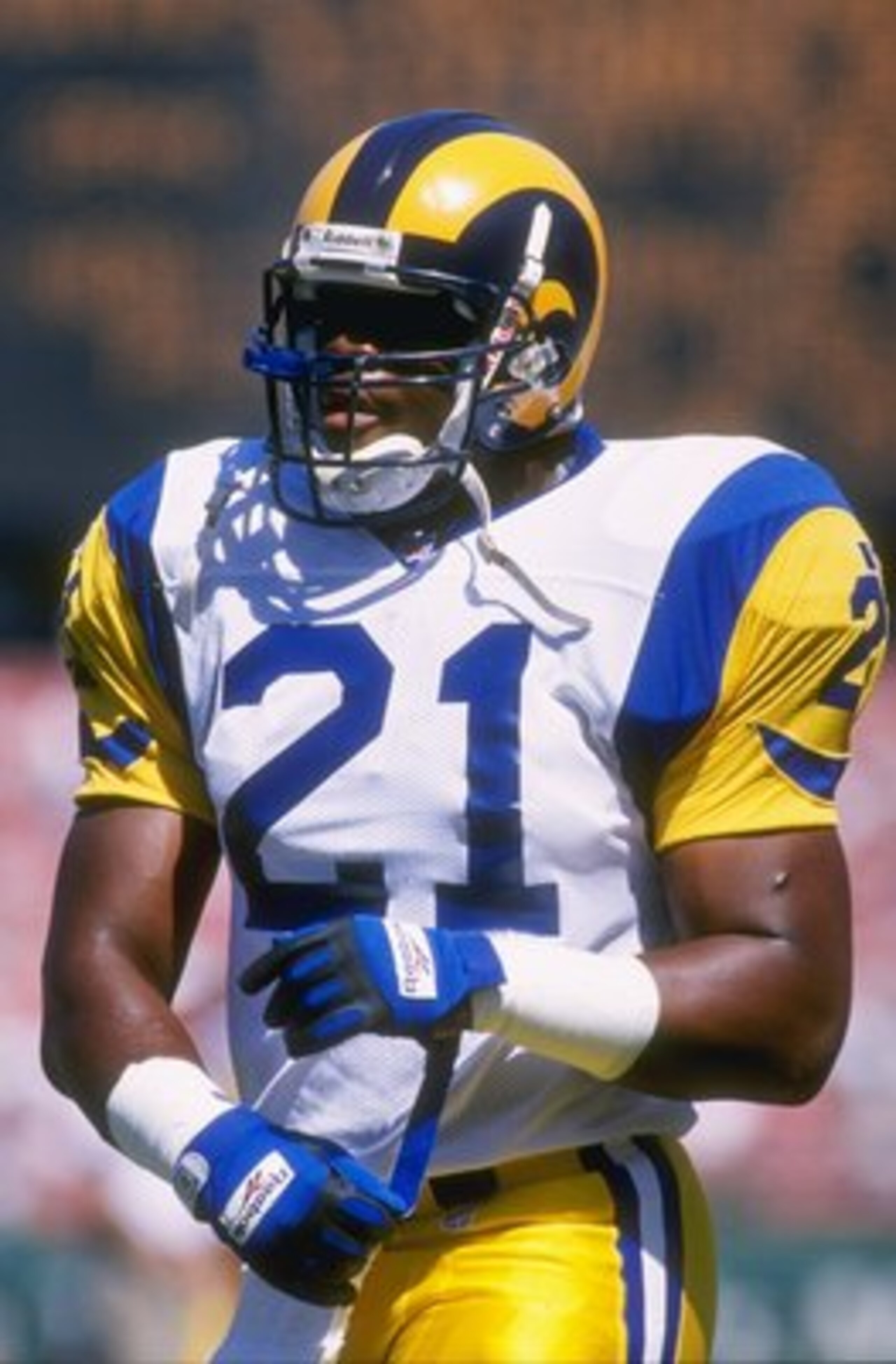 8 Sep 1996: Running back Lawrence Phillips of the St. Louis Rams during the Rams 34-0 loss to the San Francisco 49ers at 3Com park at Candlestick Point in San Francisco, California. Mandatory Credit: Otto Greule Jr./Allsport 8 Sep 1996: Running back Lawrence Phillips of the St. Louis Rams during the Rams 34-0 loss to the San Francisco 49ers at 3Com park at Candlestick Point in San Francisco, California. Mandatory Credit: Otto Greule Jr./Allsport