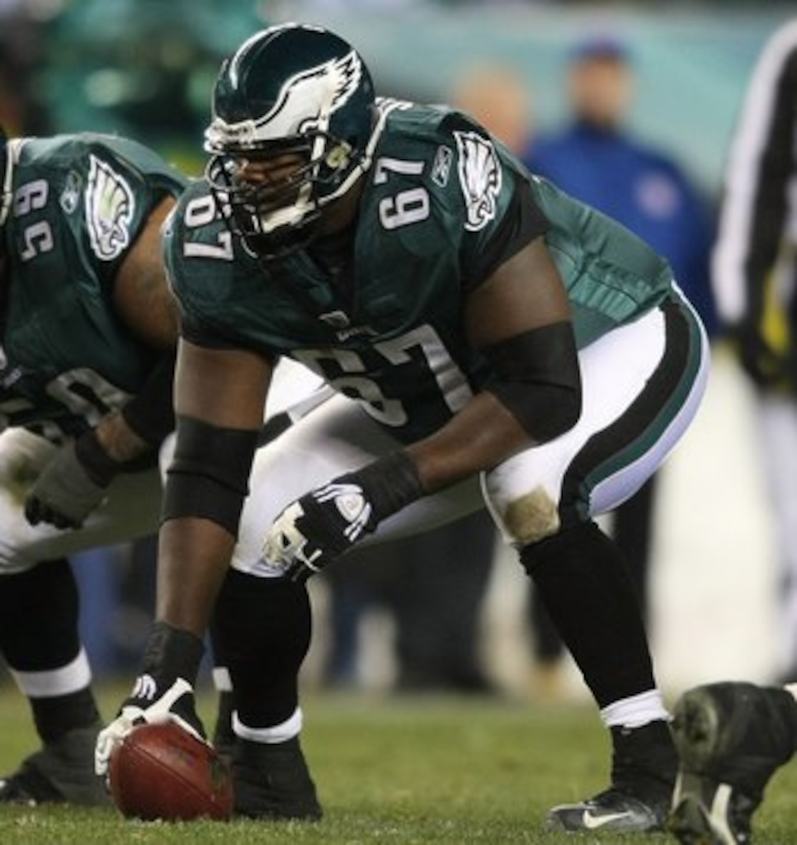 PHILADELPHIA - DECEMBER 20: Jamaal Jackson #67 of the Philadelphia Eagles Eagles lines up against the San Francisco 49ers at Lincoln Financial Field on December 20, 2009 in Philadelphia, Pennsylvania. (Photo by Nick Laham/Getty Images) PHILADELPHIA - DECEMBER 20: Jamaal Jackson #67 of the Philadelphia Eagles Eagles lines up against the San Francisco 49ers at Lincoln Financial Field on December 20, 2009 in Philadelphia, Pennsylvania. (Photo by Nick Laham/Getty Images)