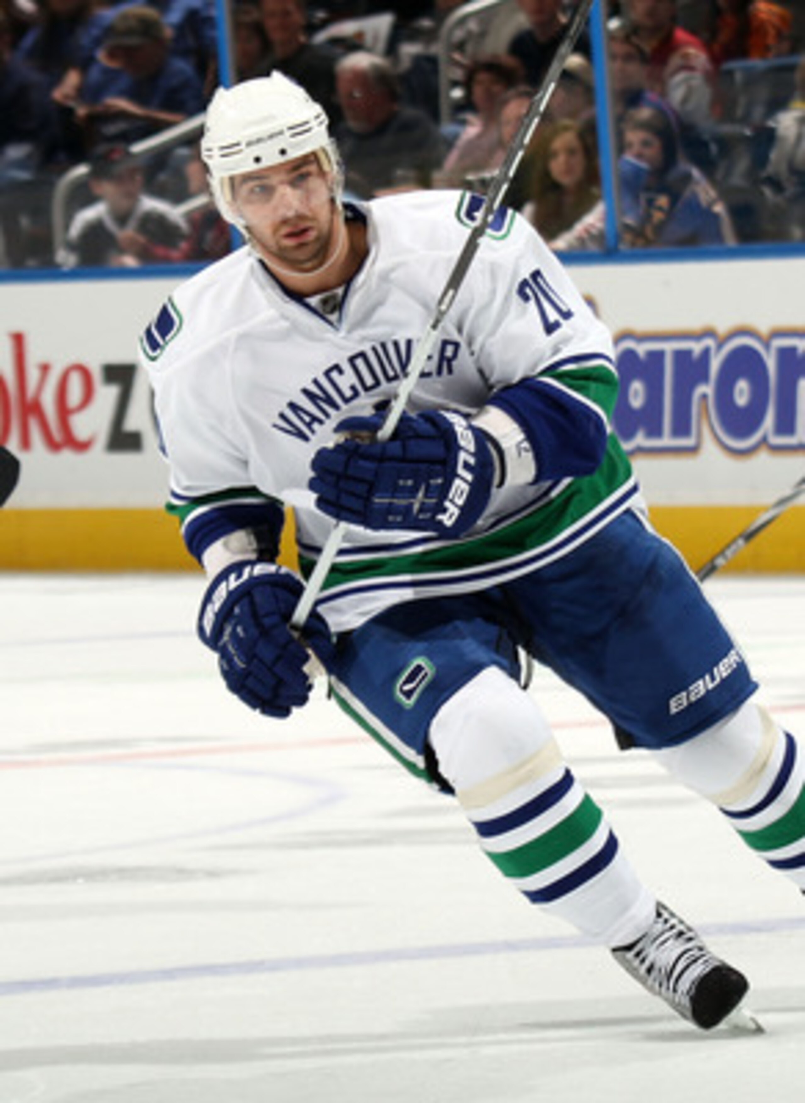 ATLANTA, GA - MARCH 25:  Christopher Higgins #20 of the Vancouver Canucks skates against the Atlanta Thrashers at the Philips Arena on March 25, 2011 in Atlanta, Georgia.  (Photo by Bruce Bennett/Getty Images)