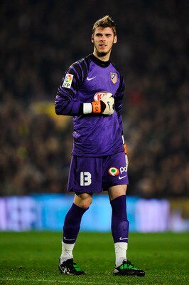 BARCELONA, SPAIN - FEBRUARY 05:  David De Gea of Atletico Madrid looks on during the La Liga match between Barcelona and Atletico de Madrid at Camp Nou on February 5, 2011 in Barcelona, Spain. Barcelona won 3-0.  (Photo by David Ramos/Getty Images)