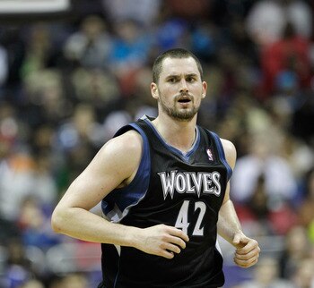 WASHINGTON, DC - MARCH 05:  Kevin Love #42 of the Minnesota Timberwolves against the Washington Wizards at the Verizon Center on March 5, 2011 in Washington, DC. NOTE TO USER: User expressly acknowledges and agrees that, by downloading and/or using this P