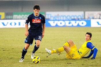 VERONA, ITALY - FEBRUARY 02:  Christian Maggio of Napoli in action during the Serie A match between AC Chievo Verona and SSC Napoli at Stadio Marc'Antonio Bentegodi on February 2, 2011 in Verona, Italy.  (Photo by Roberto Serra/Getty Images)