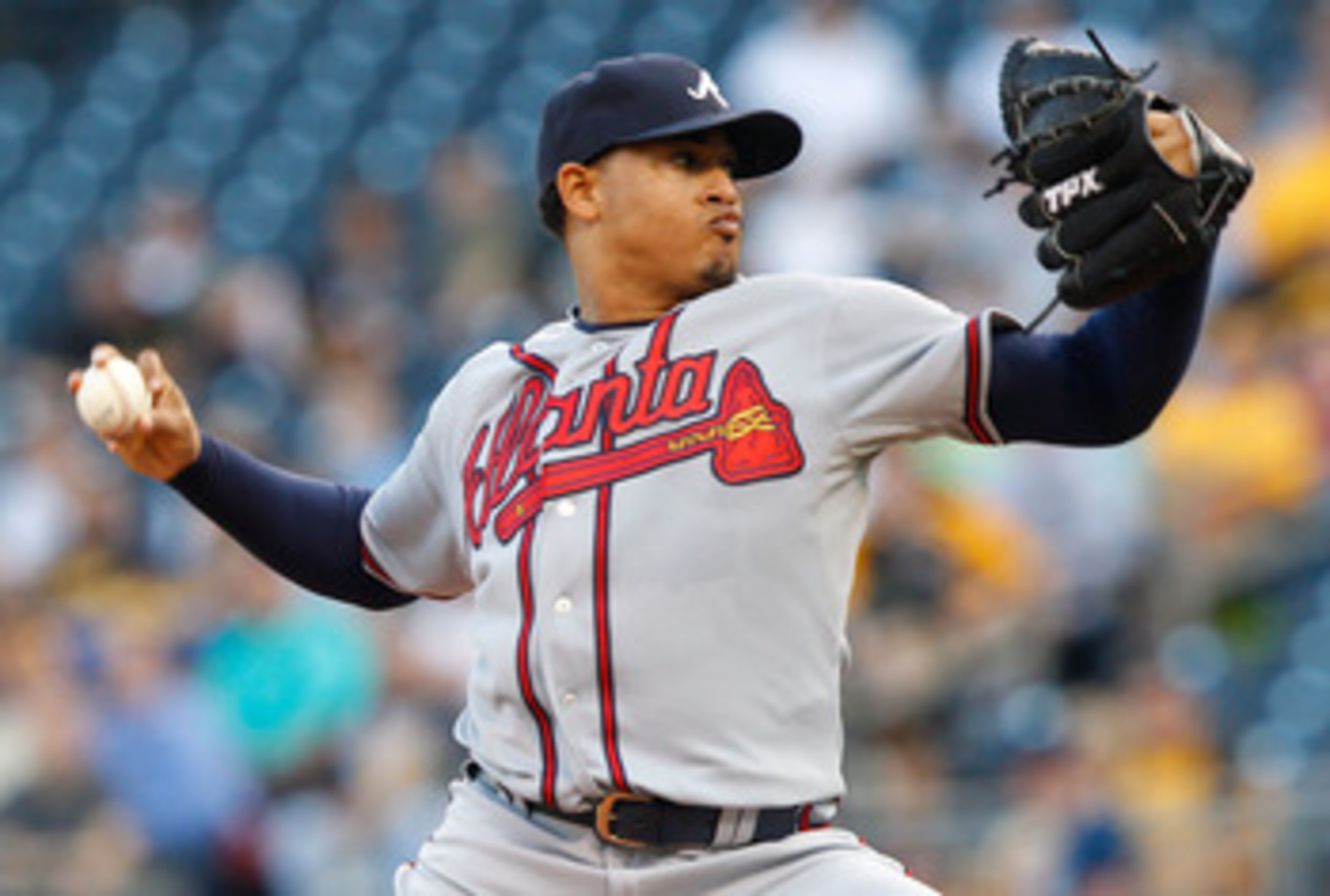 PITTSBURGH - MAY 24:  Jair Jurrjens #49 of the Atlanta Braves pitches against the Pittsburgh Pirates during the game on May 24, 2011 at PNC Park in Pittsburgh, Pennsylvania.  (Photo by Jared Wickerham/Getty Images)