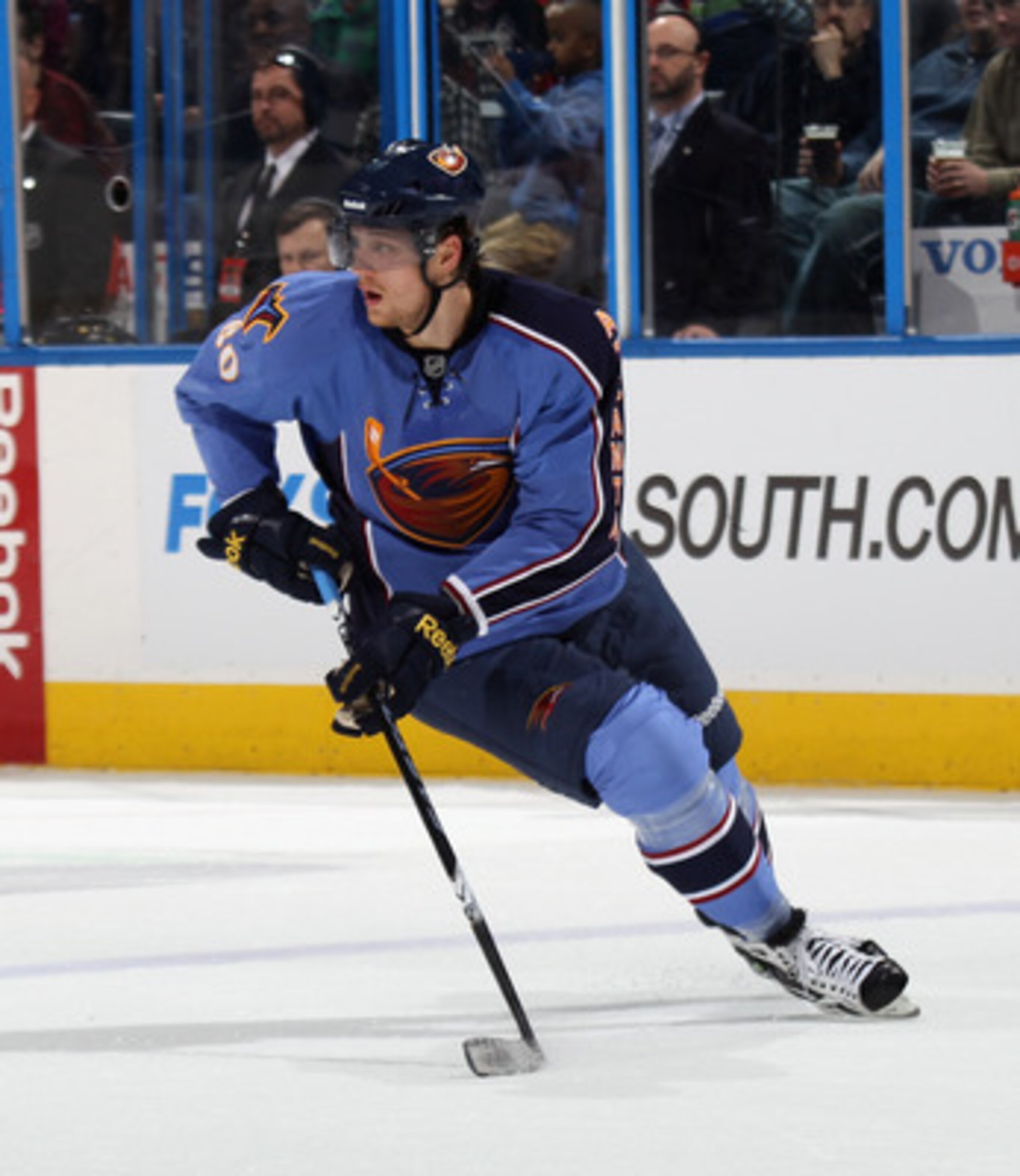 ATLANTA, GA - MARCH 27: Nik Antropov #80 of the Atlanta Thrashers skates against the Ottawa Senators at the Philips Arena on March 27, 2011 in Atlanta, Georgia. The Thrashers defeated the 5-4 in the shoot out.  (Photo by Bruce Bennett/Getty Images)
