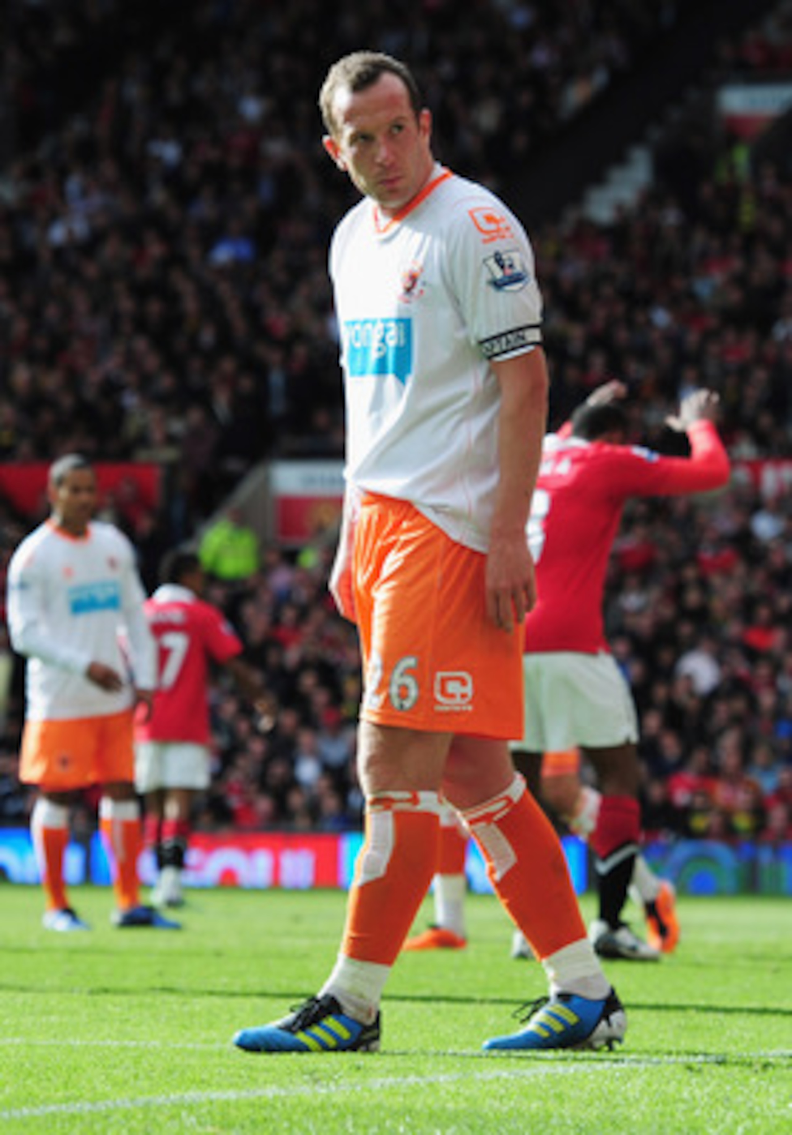 MANCHESTER, ENGLAND - MAY 22:  Charlie Adam of Blackpool looks despondent during the Barclays Premier League match between Manchester United and Blackpool at Old Trafford on May 22, 2011 in Manchester, England.  (Photo by Shaun Botterill/Getty Images)