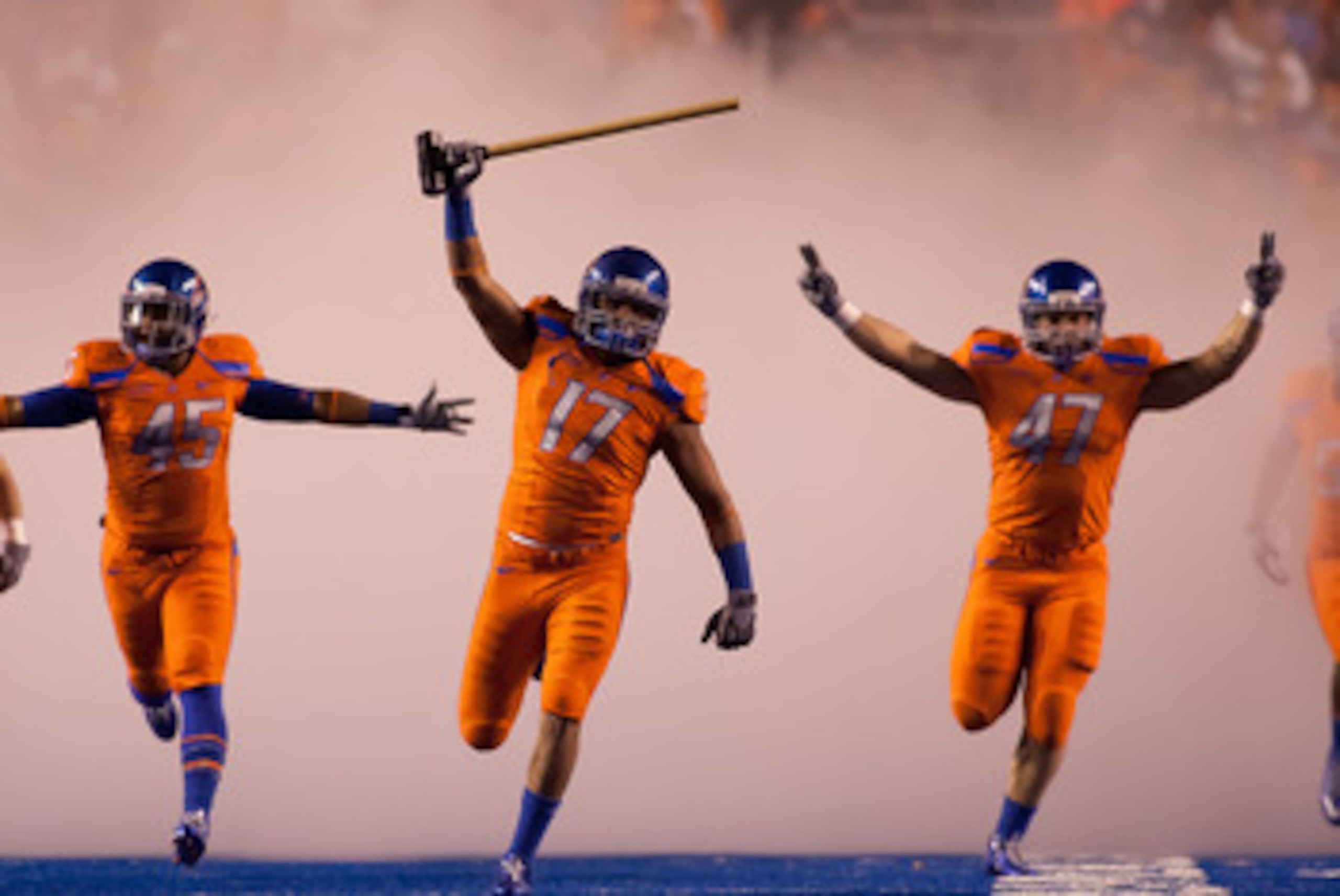 BOISE, ID - NOVEMBER 19: Winston Venable #17 leads the Boise State Broncos onto the field before their game against the Fresno State Bulldogs at Bronco Stadium on November 19, 2010 in Boise, Idaho. (Photo by Otto Kitsinger III/Getty Images) BOISE, ID - NOVEMBER 19: Winston Venable #17 leads the Boise State Broncos onto the field before their game against the Fresno State Bulldogs at Bronco Stadium on November 19, 2010 in Boise, Idaho. (Photo by Otto Kitsinger III/Getty Images)