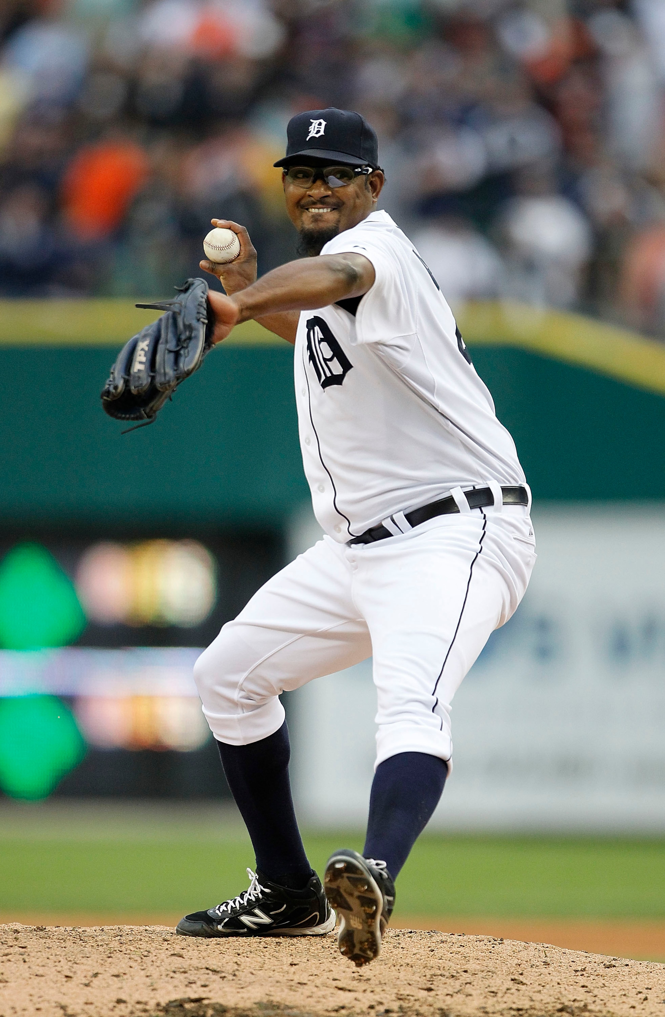 DETROIT, MI - MAY 14:  Jose Valverde #46 of the Detroit Tigers celebrates a 3-0 win over the Kansas City Royals at Comerica Park on May 14, 2011 in Detroit, Michigan.  (Photo by Leon Halip/Getty Images)