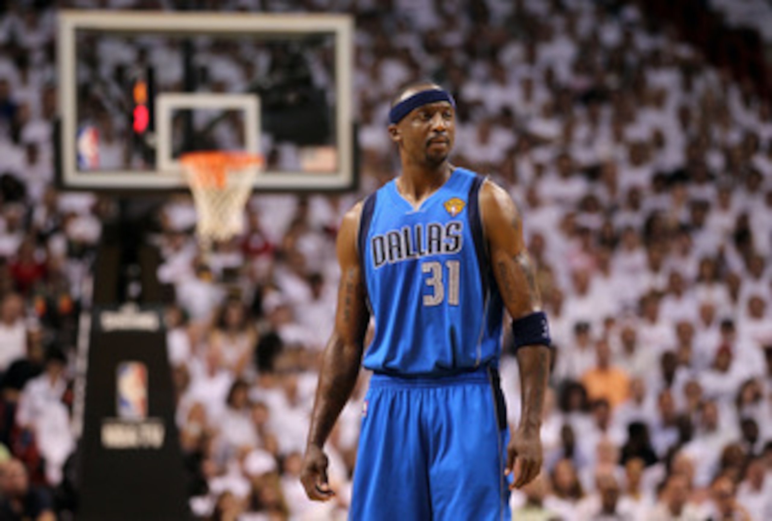 MIAMI, FL - MAY 31:  Jason Terry #31 of the Dallas Mavericks looks on against the Miami Heat in Game One of the 2011 NBA Finals at American Airlines Arena on May 31, 2011 in Miami, Florida. NOTE TO USER: User expressly acknowledges and agrees that, by dow