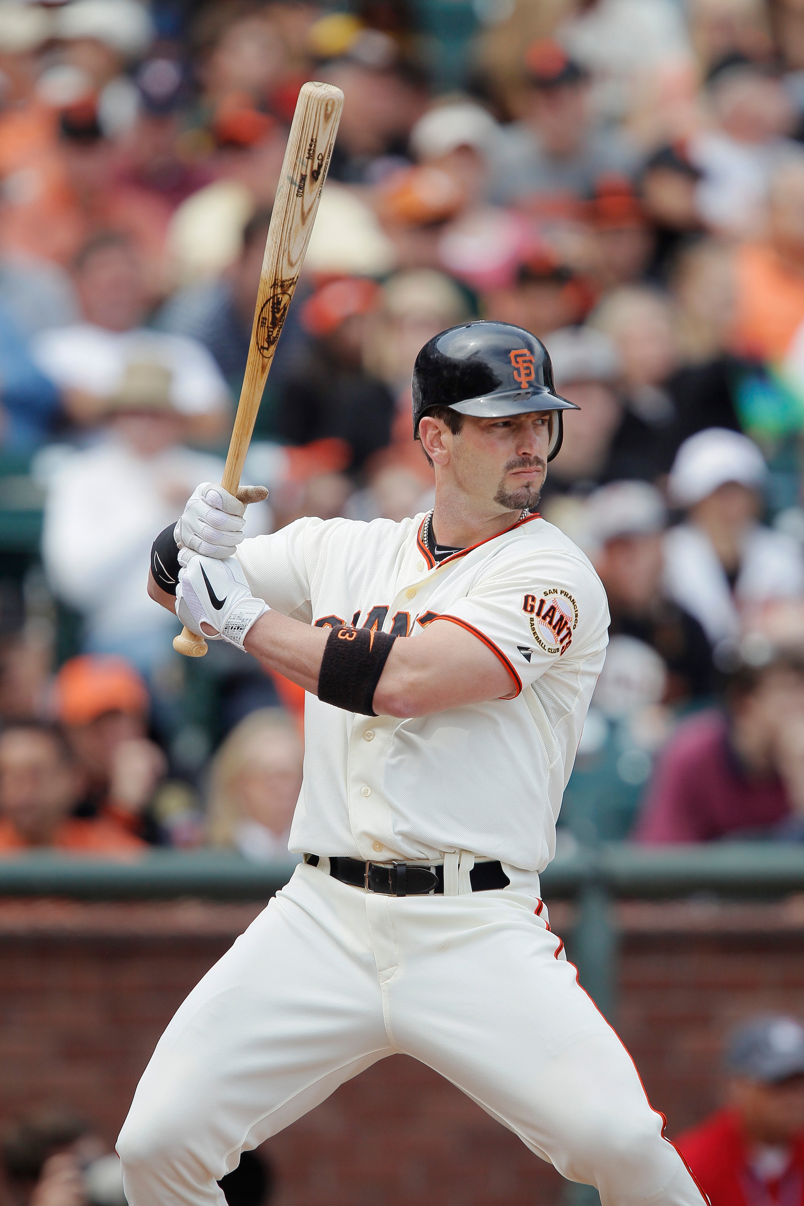 SAN FRANCISCO, CA - MAY 22:  Aaron Rowand #33 of the San Francisco Giants pinch-hits against the Oakland A's in the sixth inning at AT&T Park on May 22, 2011 in San Francisco, California.  The Giants won 5-4 in 11 innings.  (Photo by Brian Bahr/Getty Imag