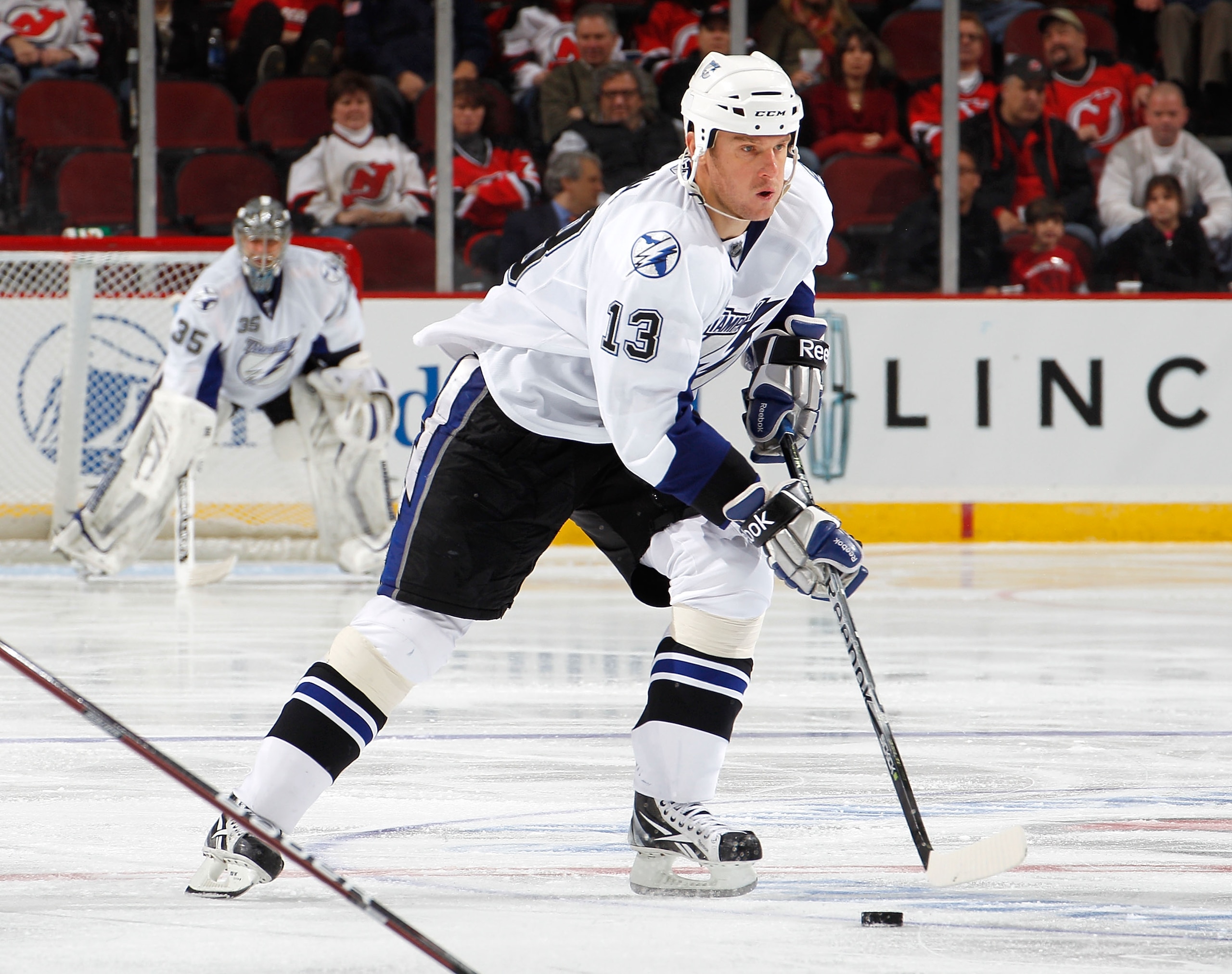 NEWARK, NJ - MARCH 02: Pavel Kubina #13 of the Tampa Bay Lightning skates during an NHL hockey game against the New Jersey Devils at the Prudential Center on March 2, 2011 in Newark, New Jersey. (Photo by Paul Bereswill/Getty Images) NEWARK, NJ - MARCH 02: Pavel Kubina #13 of the Tampa Bay Lightning skates during an NHL hockey game against the New Jersey Devils at the Prudential Center on March 2, 2011 in Newark, New Jersey. (Photo by Paul Bereswill/Getty Images)