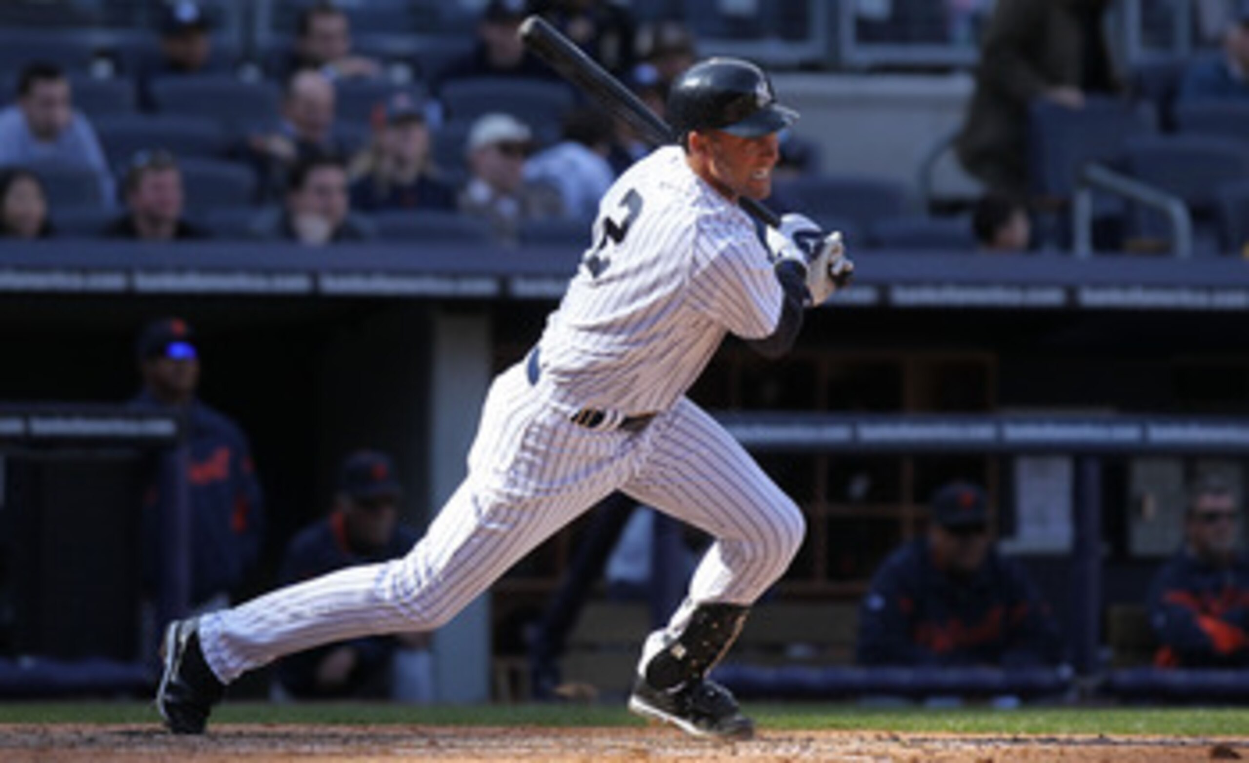 NEW YORK, NY - APRIL 03: Derek Jeter #2 of the New York Yankees against the Detroit Tigers at Yankee Stadium on April 3, 2011 in the Bronx borough of New York City.  (Photo by Nick Laham/Getty Images)