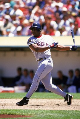 OAKLAND, CA - JUNE 29:  Bo Jackson #22 of the California Angels swings during a game against the Oakland Athletics at Network Associates Coliseum on June 29, 1994 in Oakland, California. (Photo by Otto Greule Jr/Getty Images)