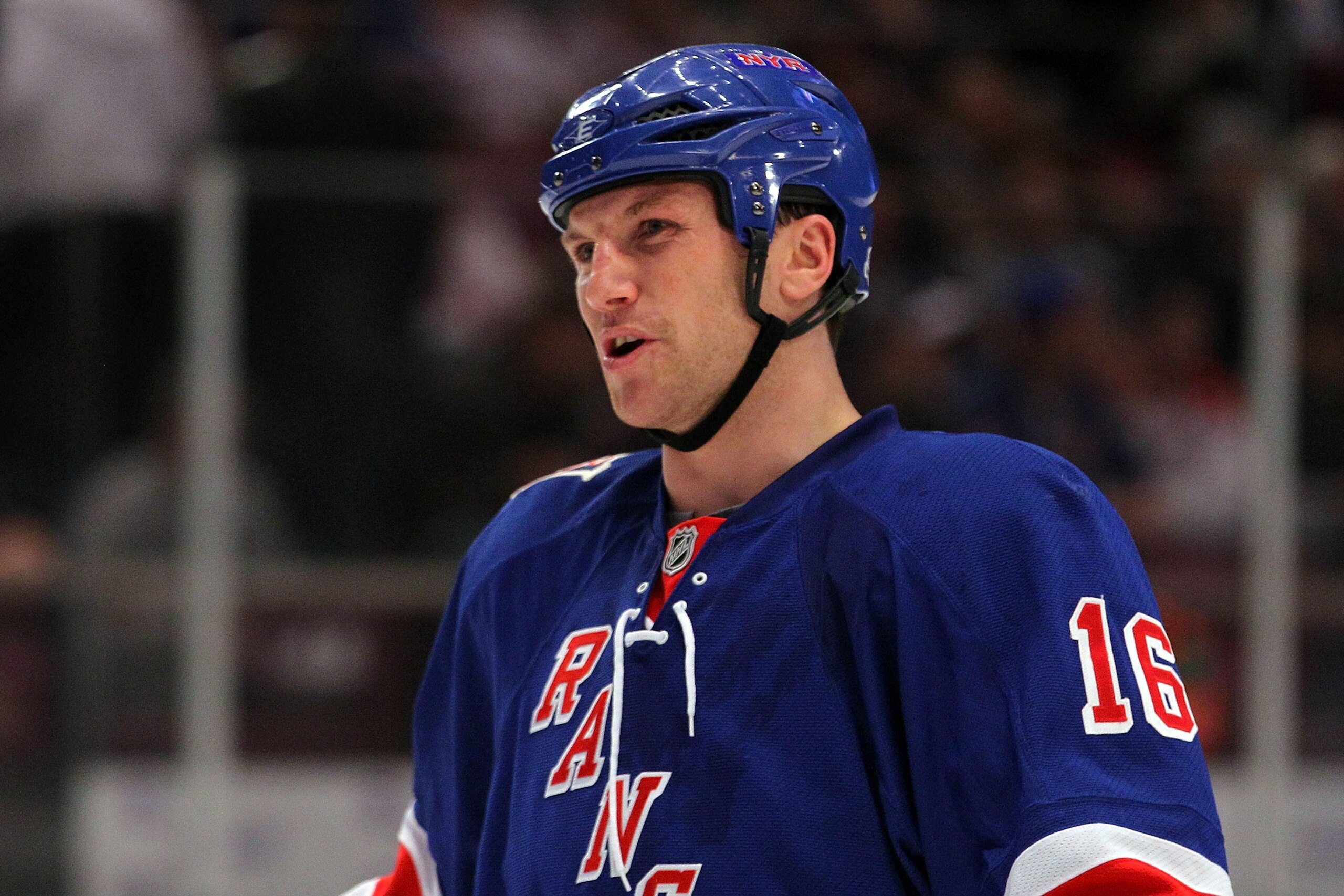 NEW YORK, NY - APRIL 17: Sean Avery #16 of the New York Rangers looks on against the Washington Capitals in Game Three of the Eastern Conference Quarterfinals during the 2011 NHL Stanley Cup Playoffs at Madison Square Garden on April 17, 2011 in New York NEW YORK, NY - APRIL 17: Sean Avery #16 of the New York Rangers looks on against the Washington Capitals in Game Three of the Eastern Conference Quarterfinals during the 2011 NHL Stanley Cup Playoffs at Madison Square Garden on April 17, 2011 in New York