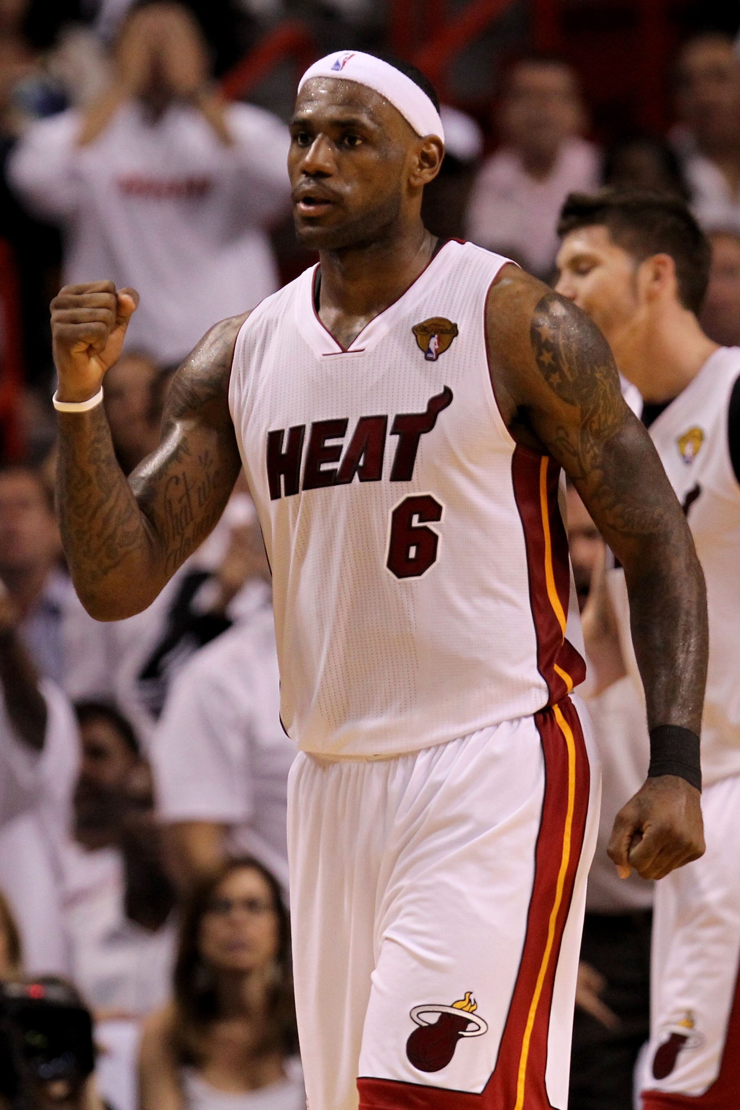 MIAMI, FL - MAY 31:  LeBron James #6 of the Miami Heat reacts while taking on the Dallas Mavericks in the second half in Game One of the 2011 NBA Finals at American Airlines Arena on May 31, 2011 in Miami, Florida. NOTE TO USER: User expressly acknowledge